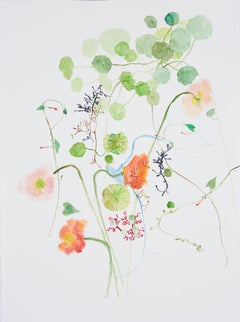 Naturaleza muerta con amapola rosa (floral, naturaleza muerta, acuarela, flores)