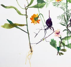 Untitled (floral, still life, watercolor, bright colors, white space, flowers)