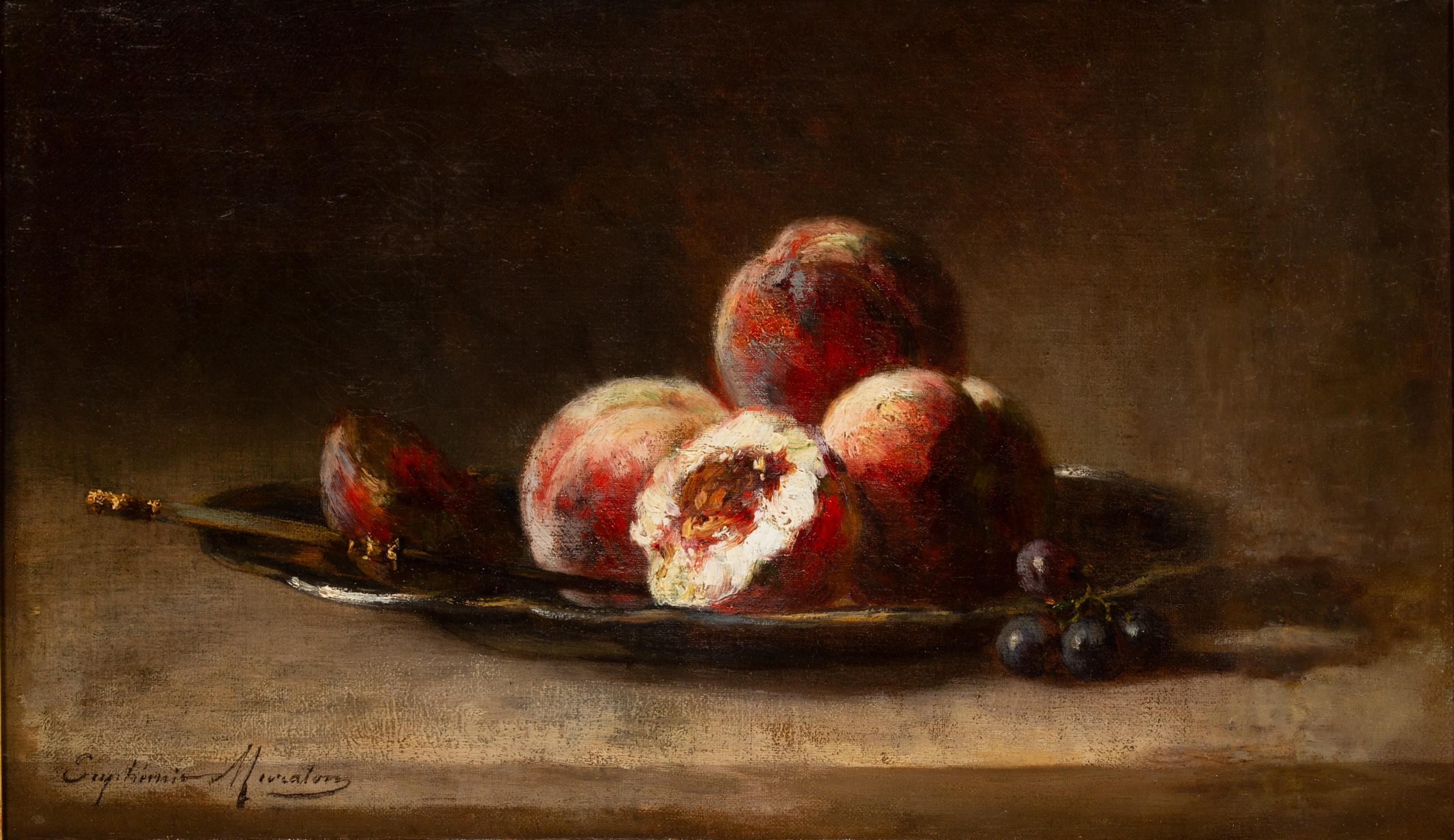 
Euphémie MURATON (1840-1914) STILL LIFE WITH FRUITS Oil on canvas signed lower left 29 x 48 cm
Period frame

Born Camille Euphémie Duhanot, in 1854 she married the painter Alphonse Muraton, of whom she was a student.
She began at the Salon of 1868