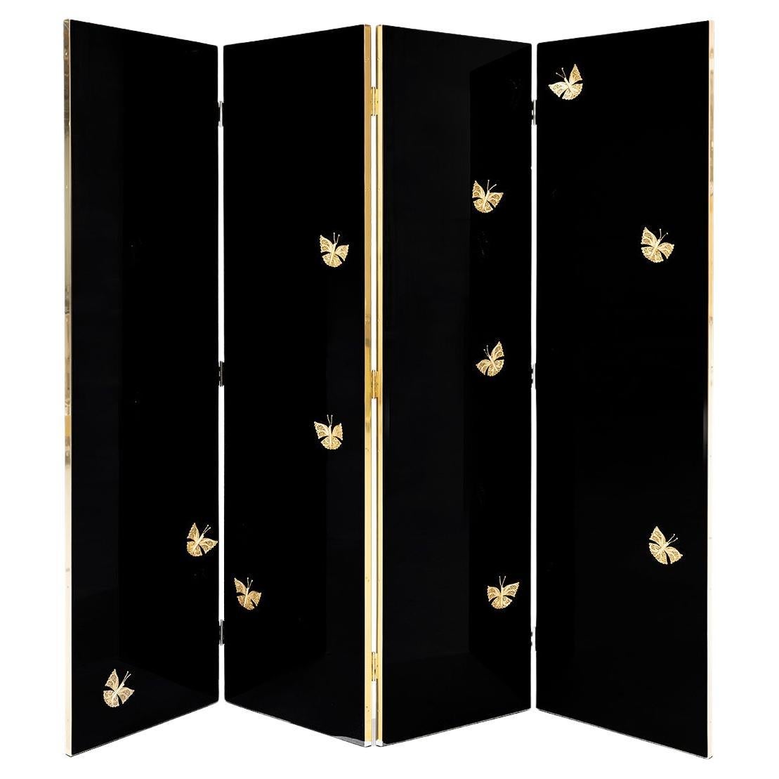 Euphoria Black Lacquer Metal Frame Screen (In Stock) For Sale