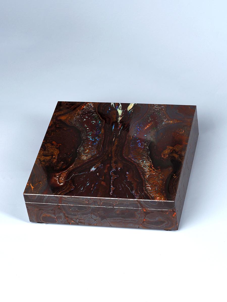 Opal Vanity case Stone Wood Box wife birthday gift special person wedding gifts For Sale 10