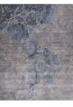 Euphoria Hand Tufted Modern Silk Rug in Gold Grey & Blue Grey Colours by Hands