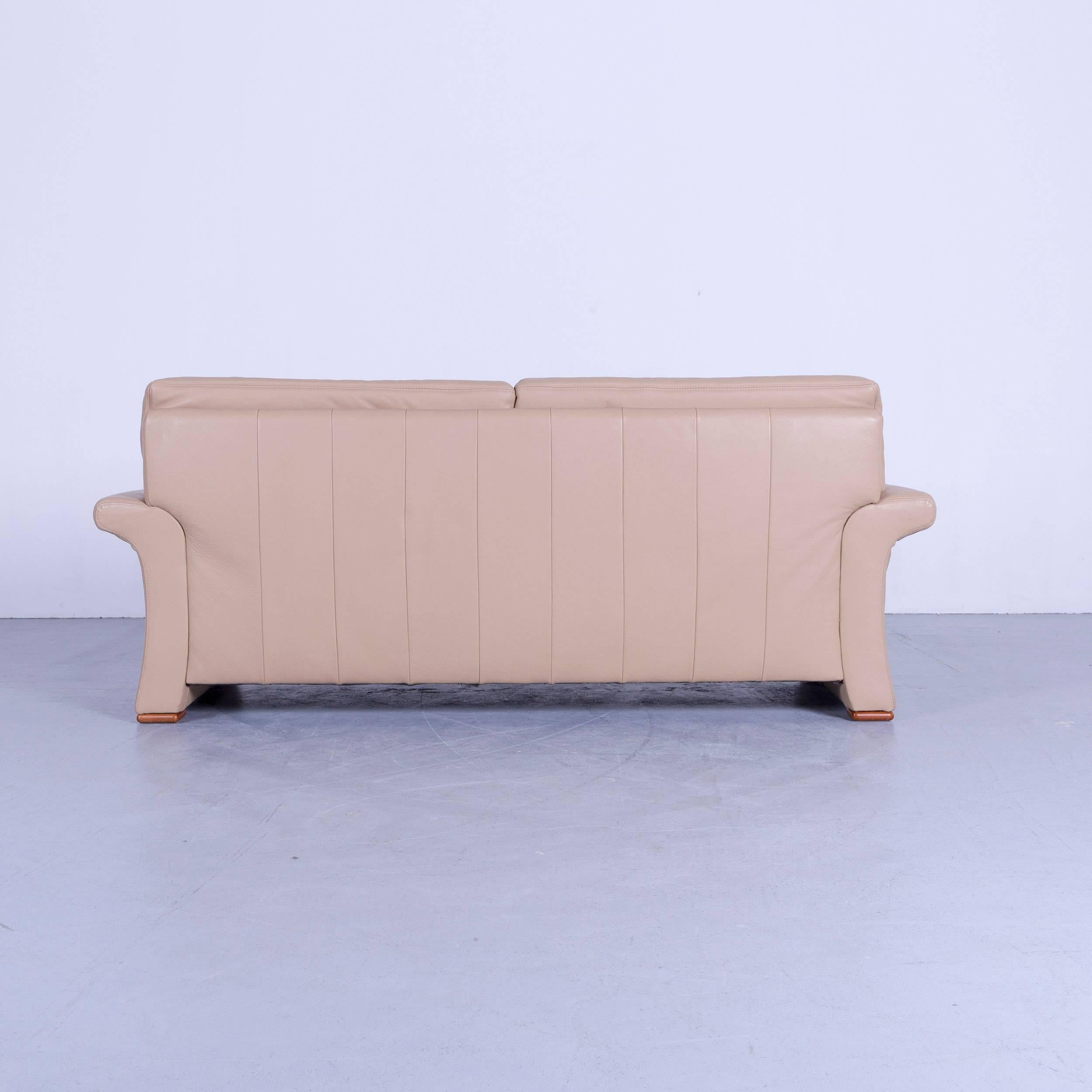 Euri Collection Designer Leather Sofa Three-Seat Beige 1
