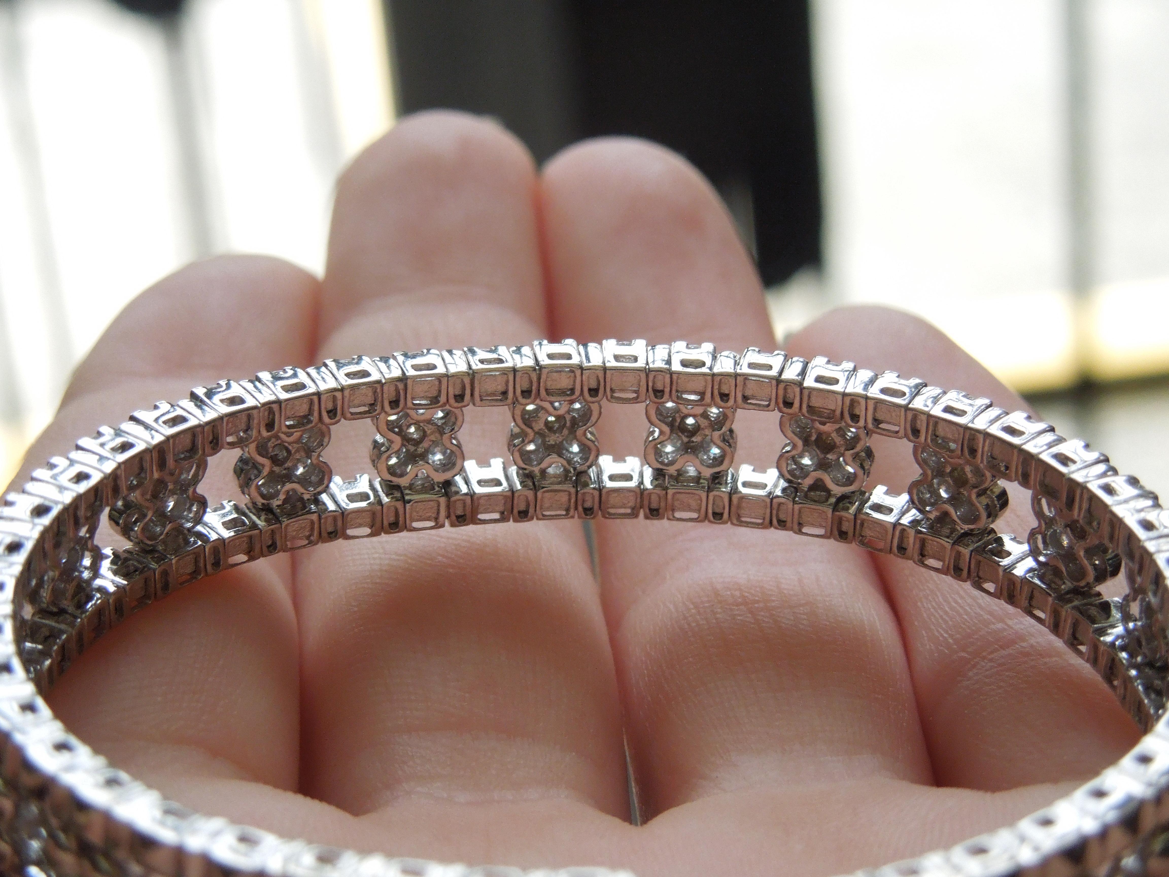 Euro 18 Karat Diamond Cuff Eternity Bracelet In Good Condition For Sale In METAIRIE, LA