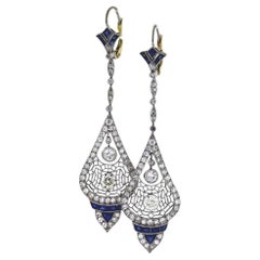 Orecchini con diamante taglio Euro e accenti di zaffiro