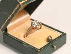 Anello di fidanzamento in oro giallo. Anello con diamante vecchio taglio europeo 1,80ct J VS2 in oro 18k