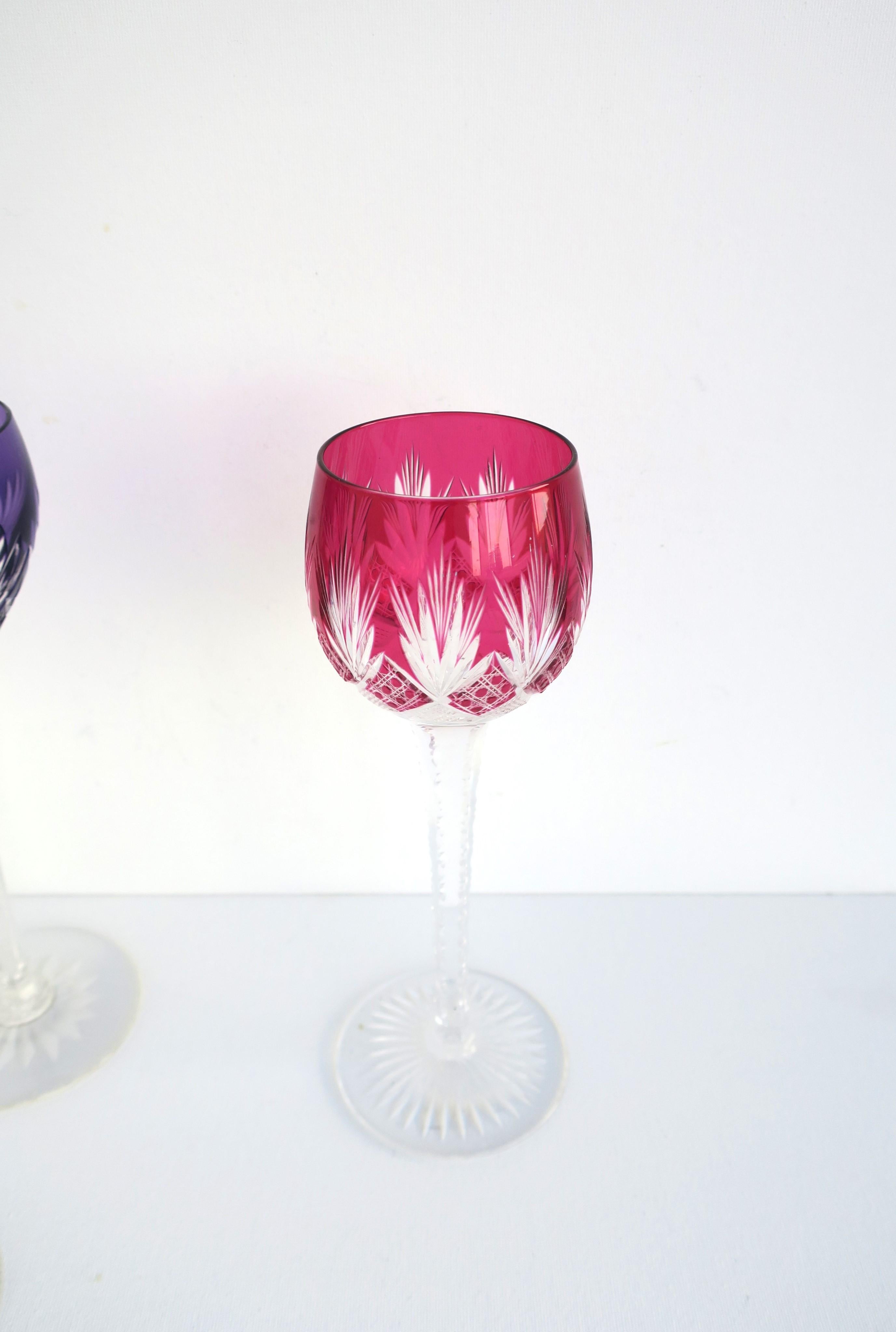 Euro Czech Colorful Cut to Clear Wine or Cocktail Glasses, Set of 3 For Sale 5