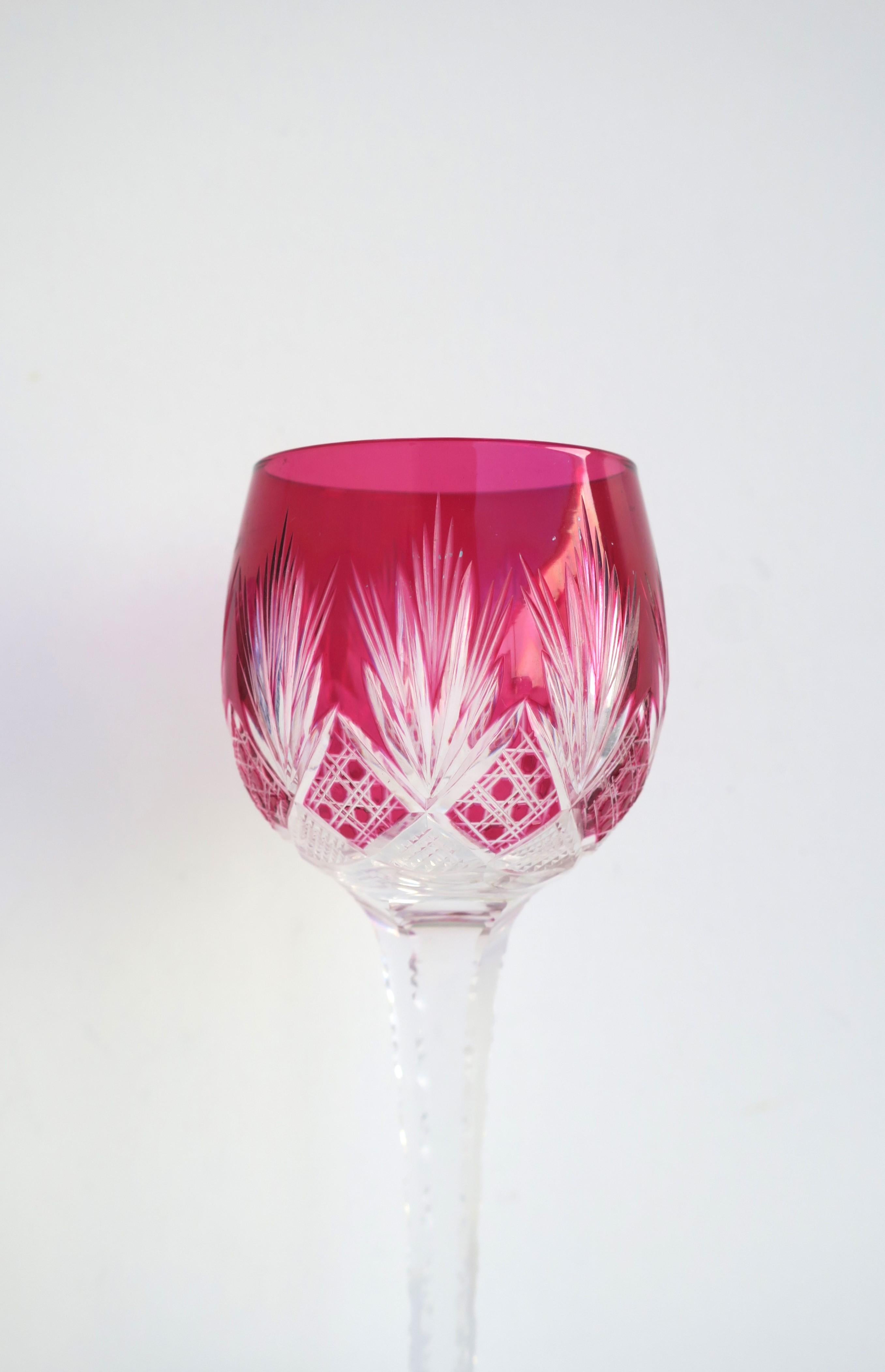 Euro Czech Colorful Cut to Clear Wine or Cocktail Glasses, Set of 3 For Sale 6