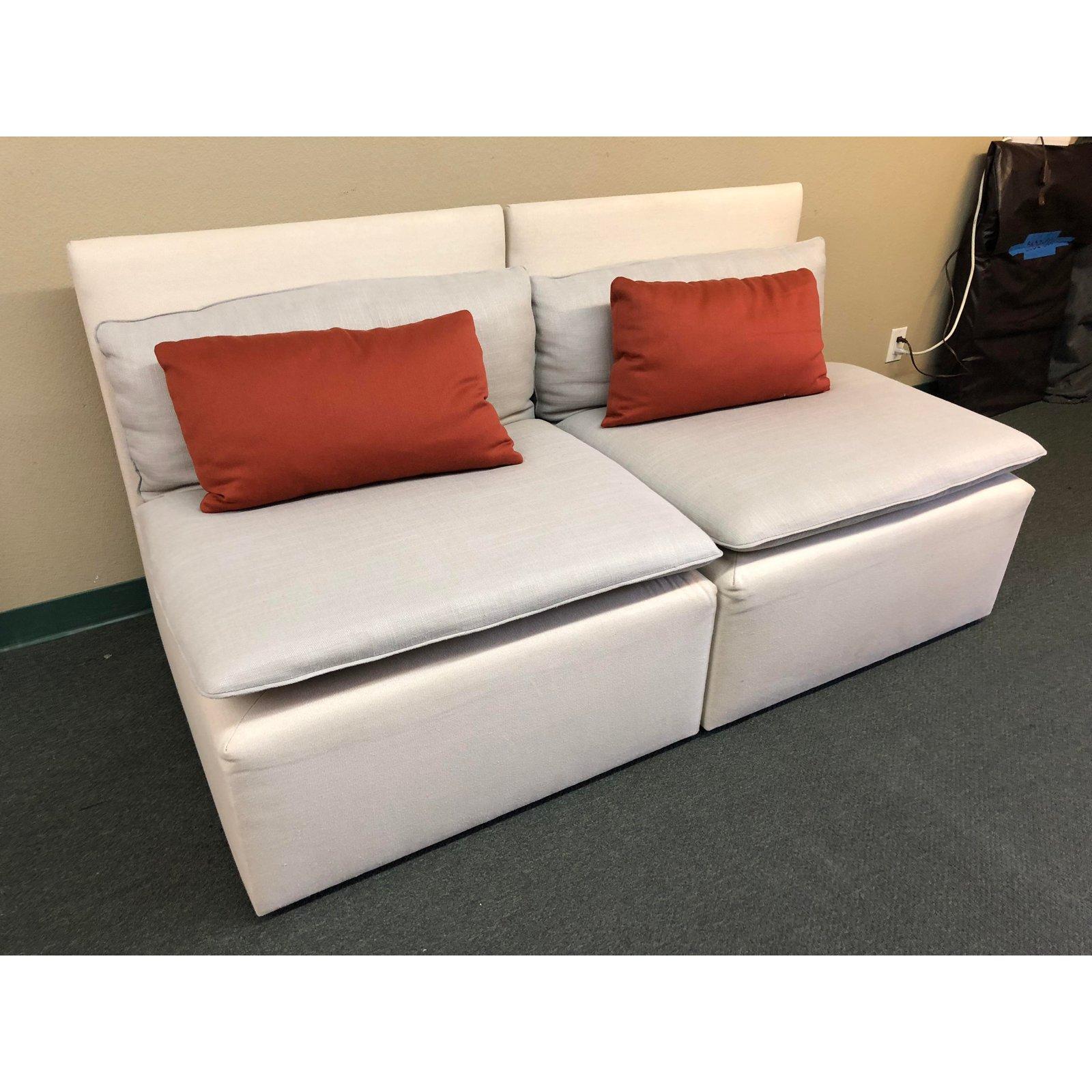 Contemporary Euro Modular Linen Sofa Set, Five Pieces