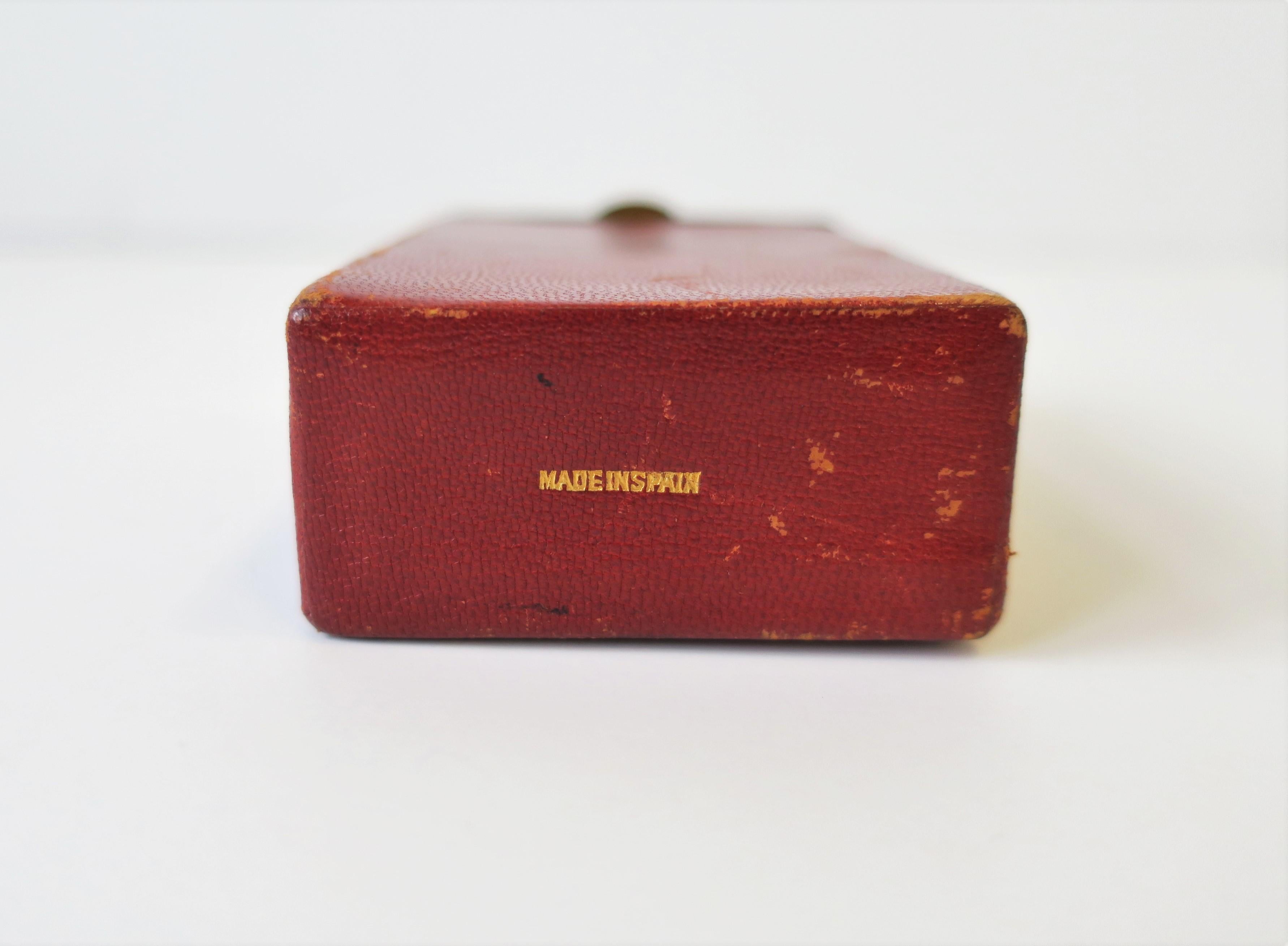 Euro Red Leather and Brass Cigarette Holder Case or Box 5