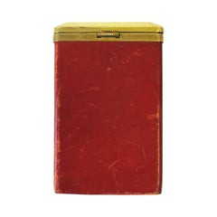 Euro Red Leather and Brass Cigarette Holder Case or Box
