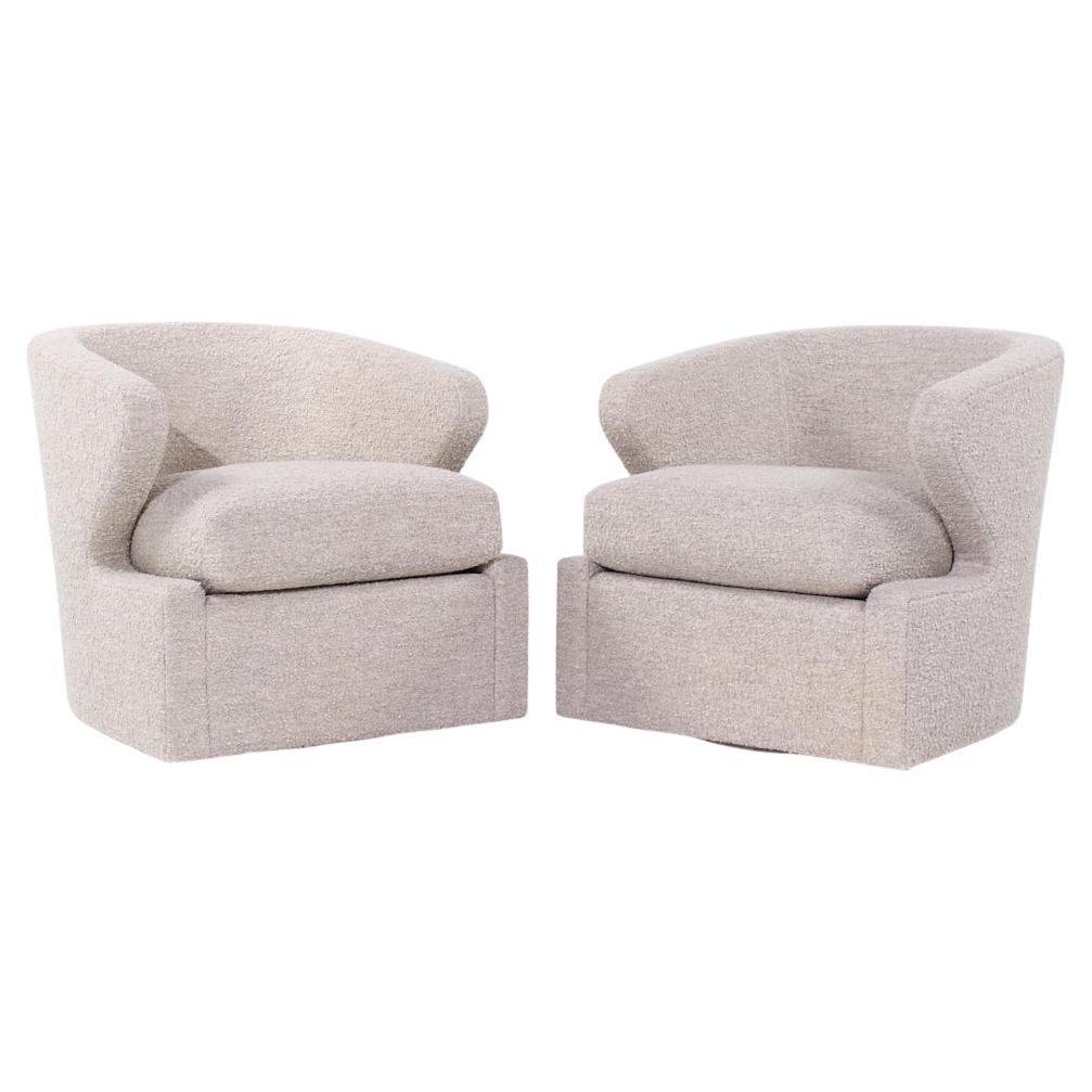 Eurocraft Barrel Swivel Lounge Chairs - Pair For Sale
