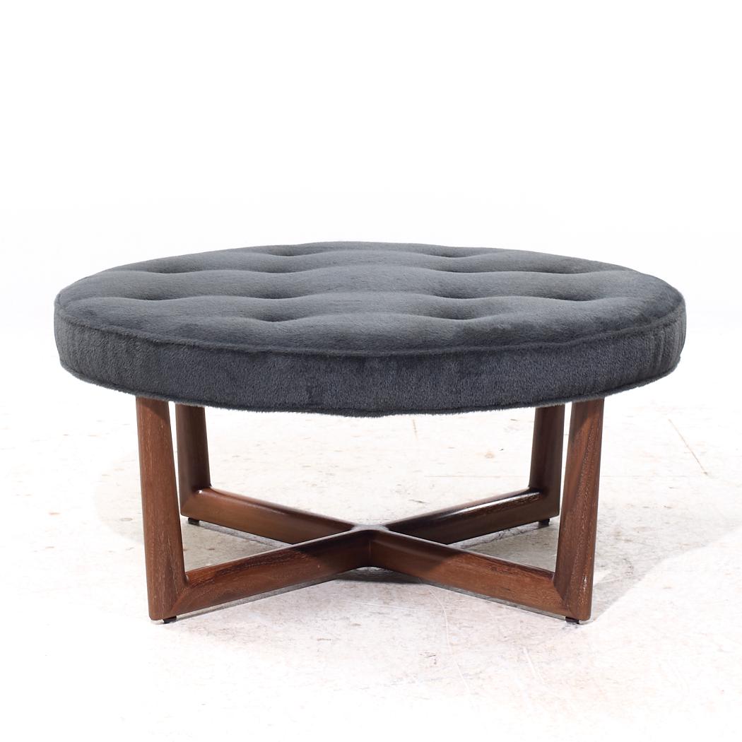 Contemporary Eurocraft Walnut and Mohair Ottoman For Sale