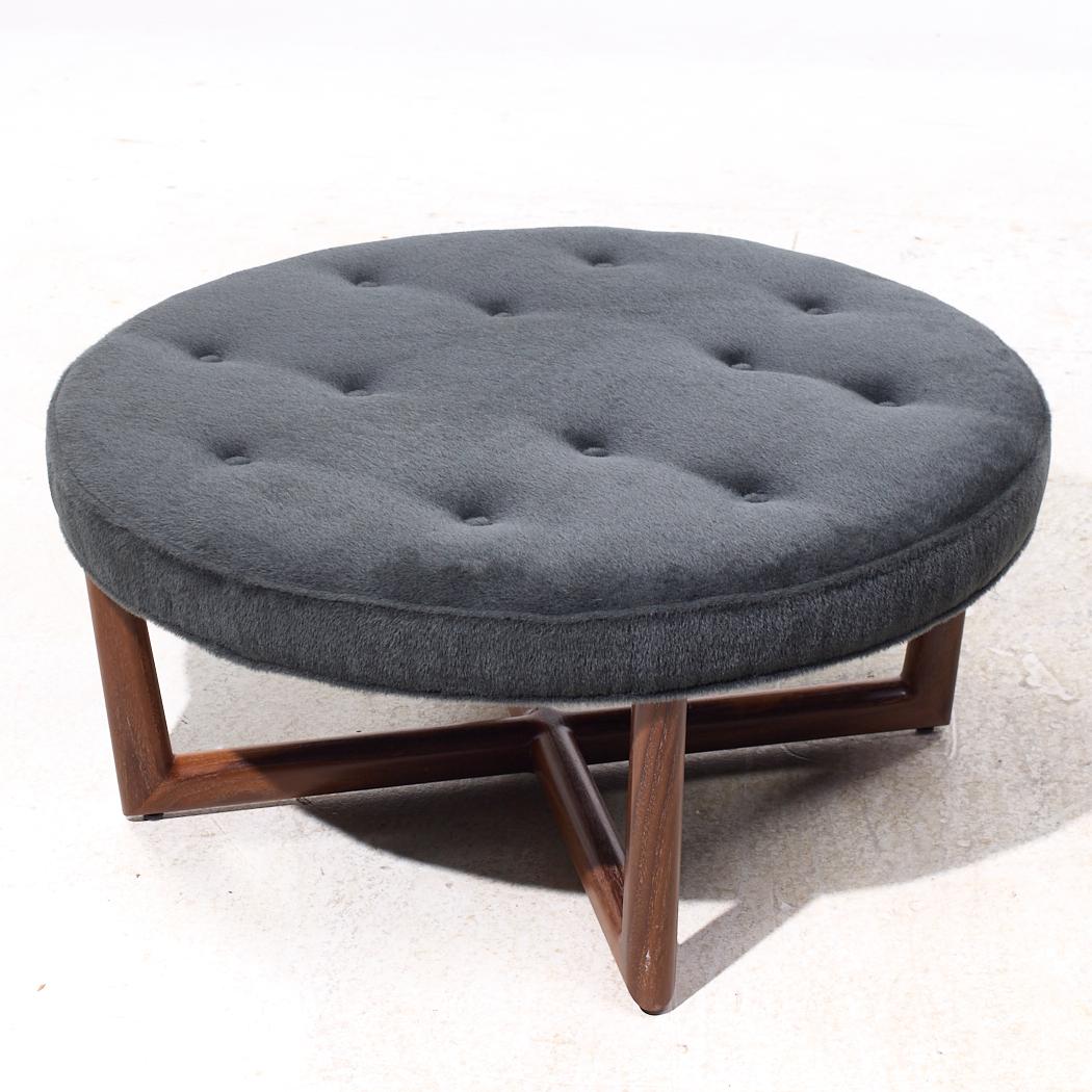 Eurocraft Walnut and Mohair Ottoman For Sale 1