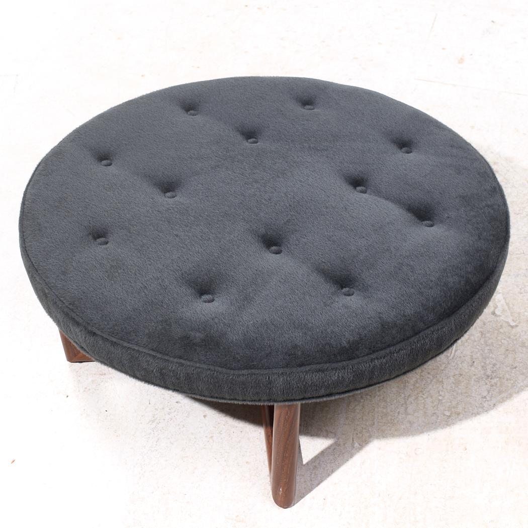 Eurocraft Walnut and Mohair Ottoman For Sale 2