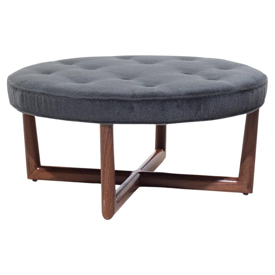 Eurocraft Walnut and Mohair Ottoman For Sale