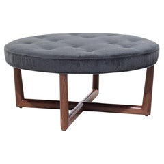 Eurocraft Walnut and Mohair Ottoman