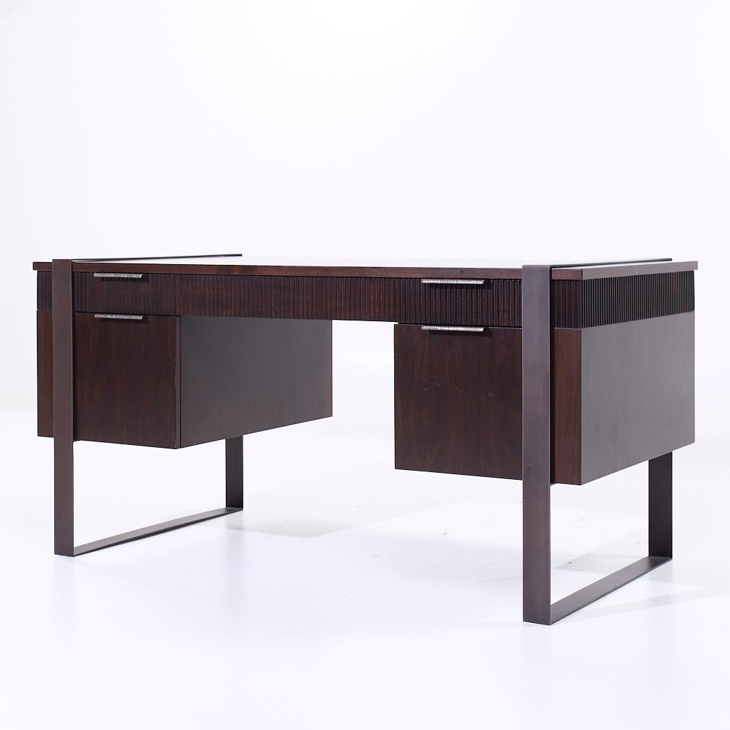 Modern Eurocraft Walnut Executive Desk For Sale