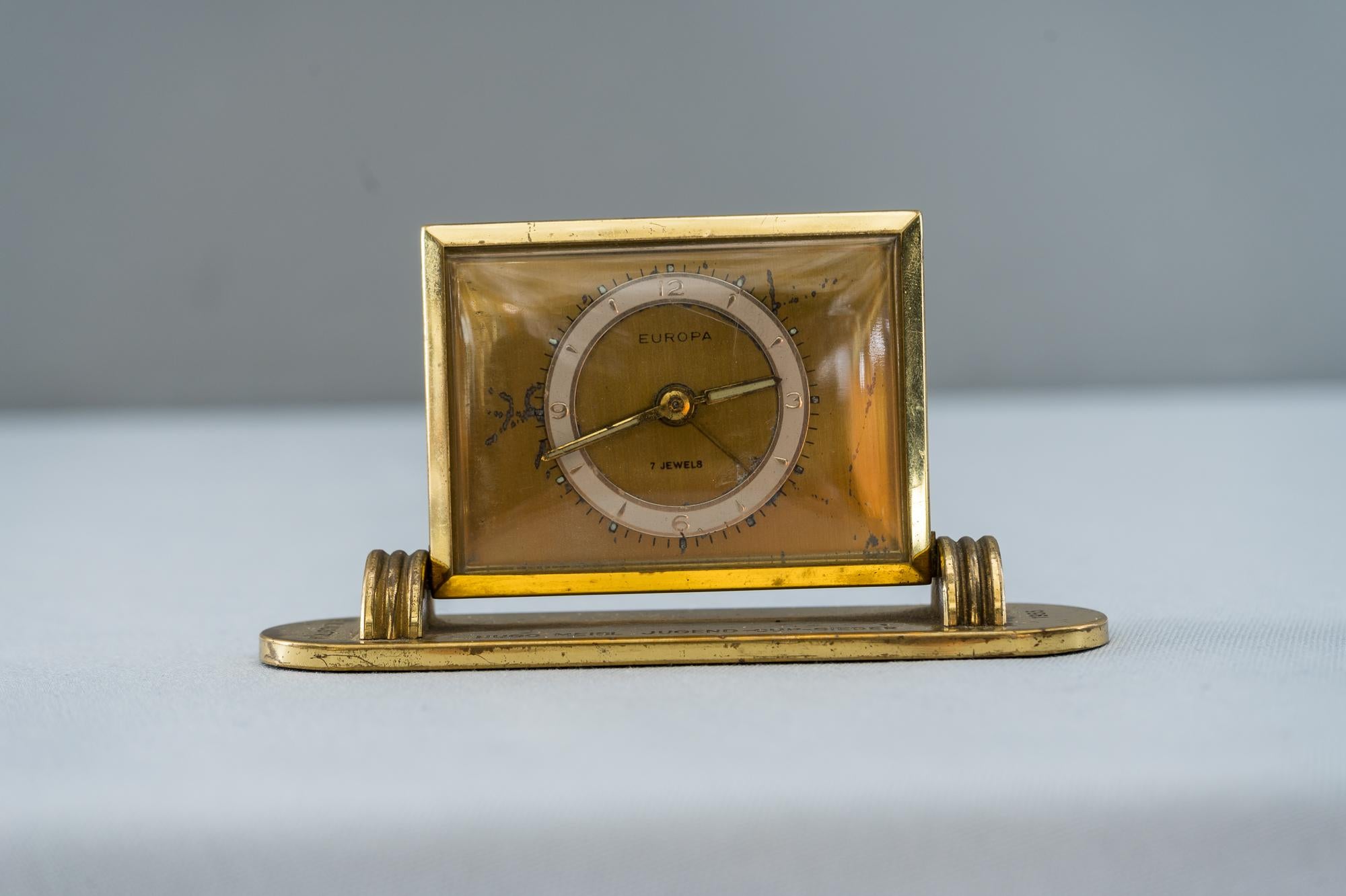 Brass Europa Alarm Clock, circa 1955 For Sale