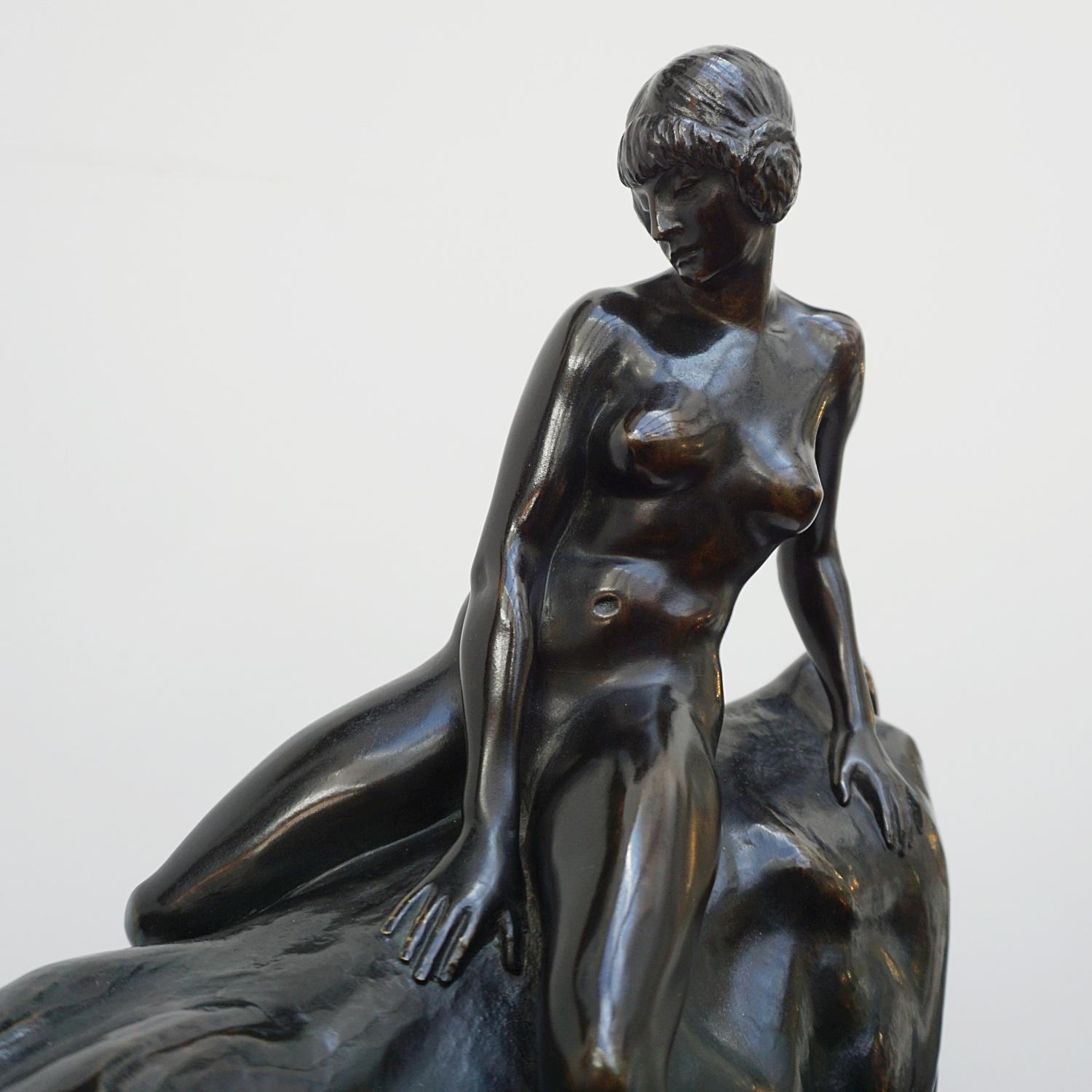 'Europa and the Bull' Bronze Art Deco Sculpture by a H Hussmann 4