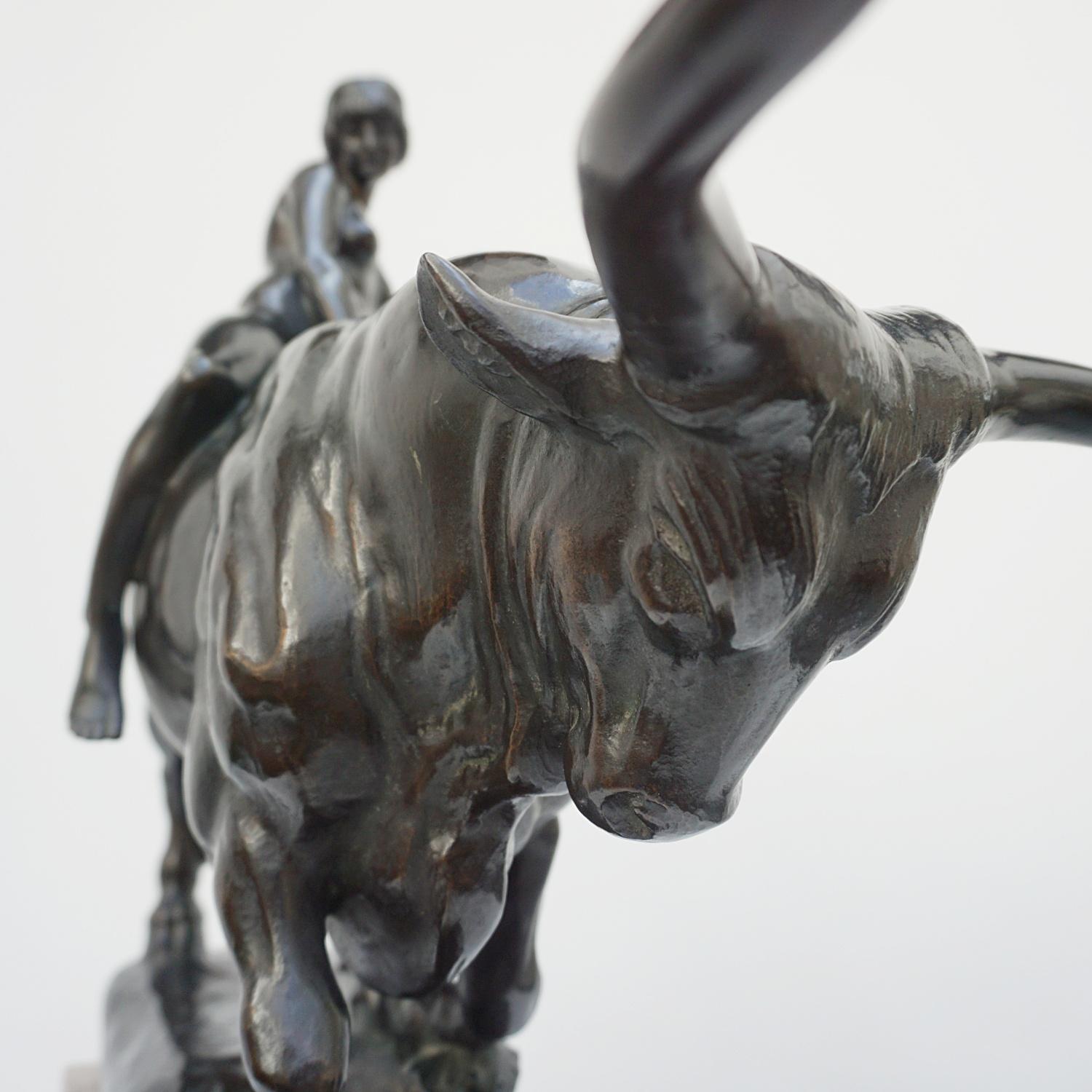 'Europa and the Bull' Bronze Art Deco Sculpture by a H Hussmann 5