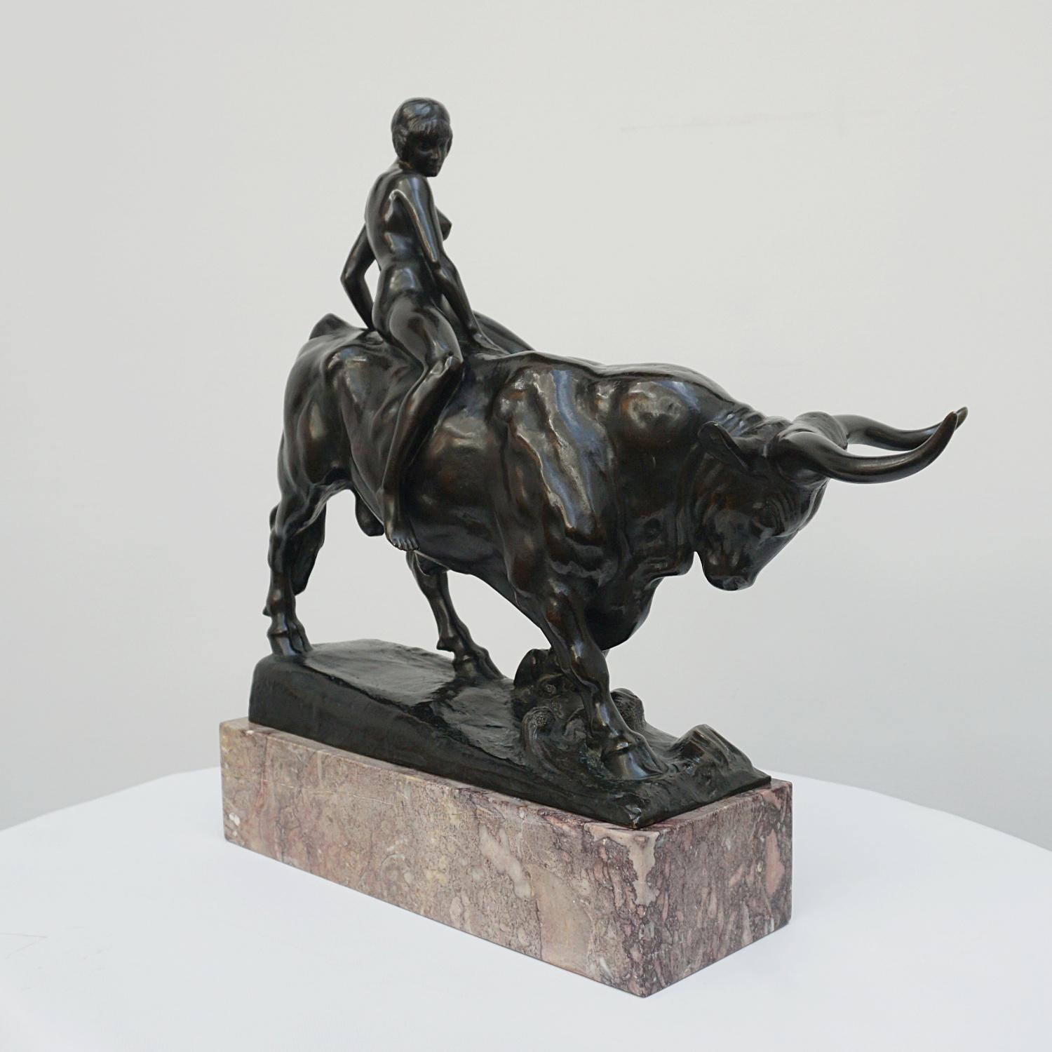 Early 20th Century 'Europa and the Bull' Bronze Art Deco Sculpture by a H Hussmann