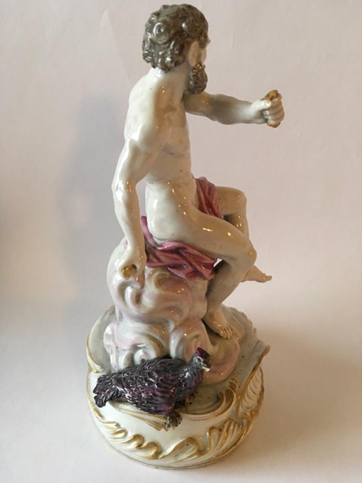 Elegant 18th century porcelain figurine of Giove, attribuited to Meissen. As to put in evidence the armony and beauty of colors.
With certificate of authenticity.
