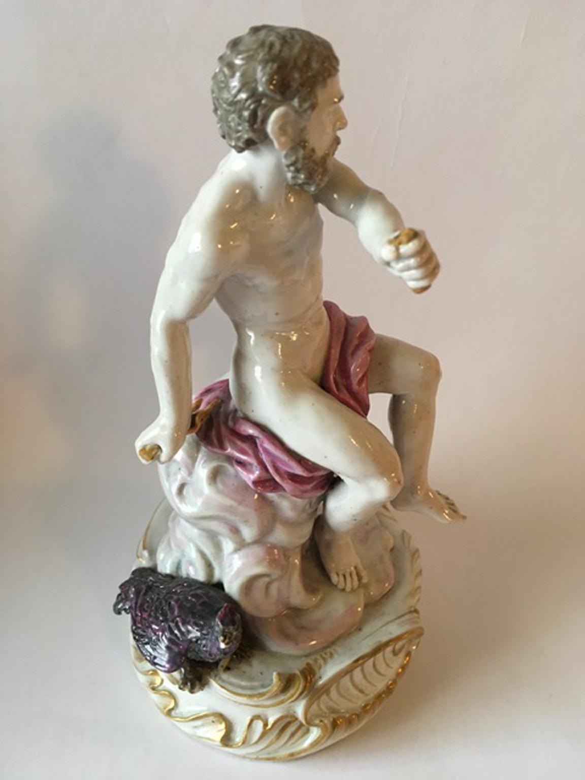 Europe 18th Century Attribuited to Meissen Porcelain Giove Figurine For Sale 2