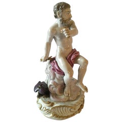 Antique Europe 18th Century Attribuited to Meissen Porcelain Giove Figurine