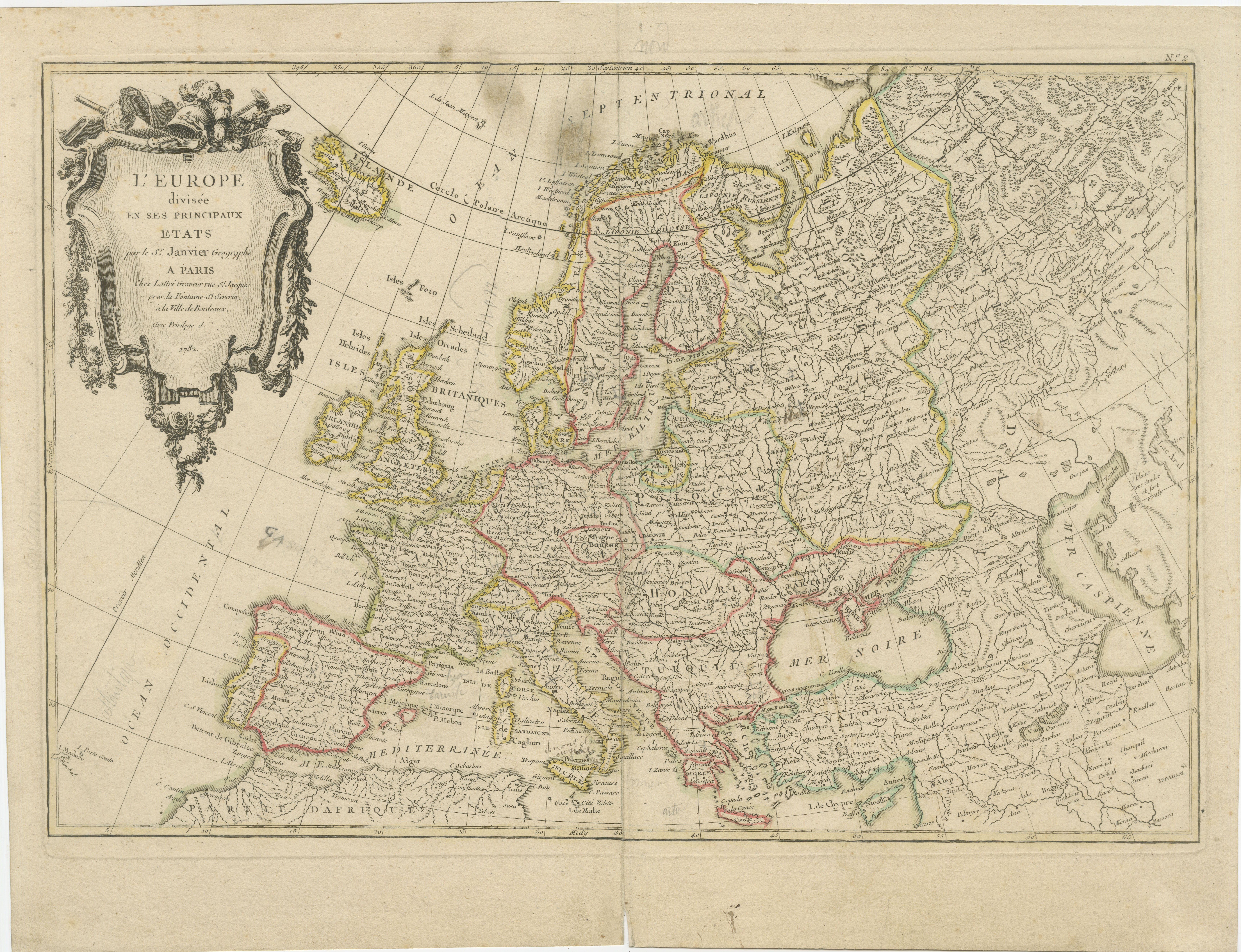 Il s'agit d'une carte historique de l'Europe intitulée 