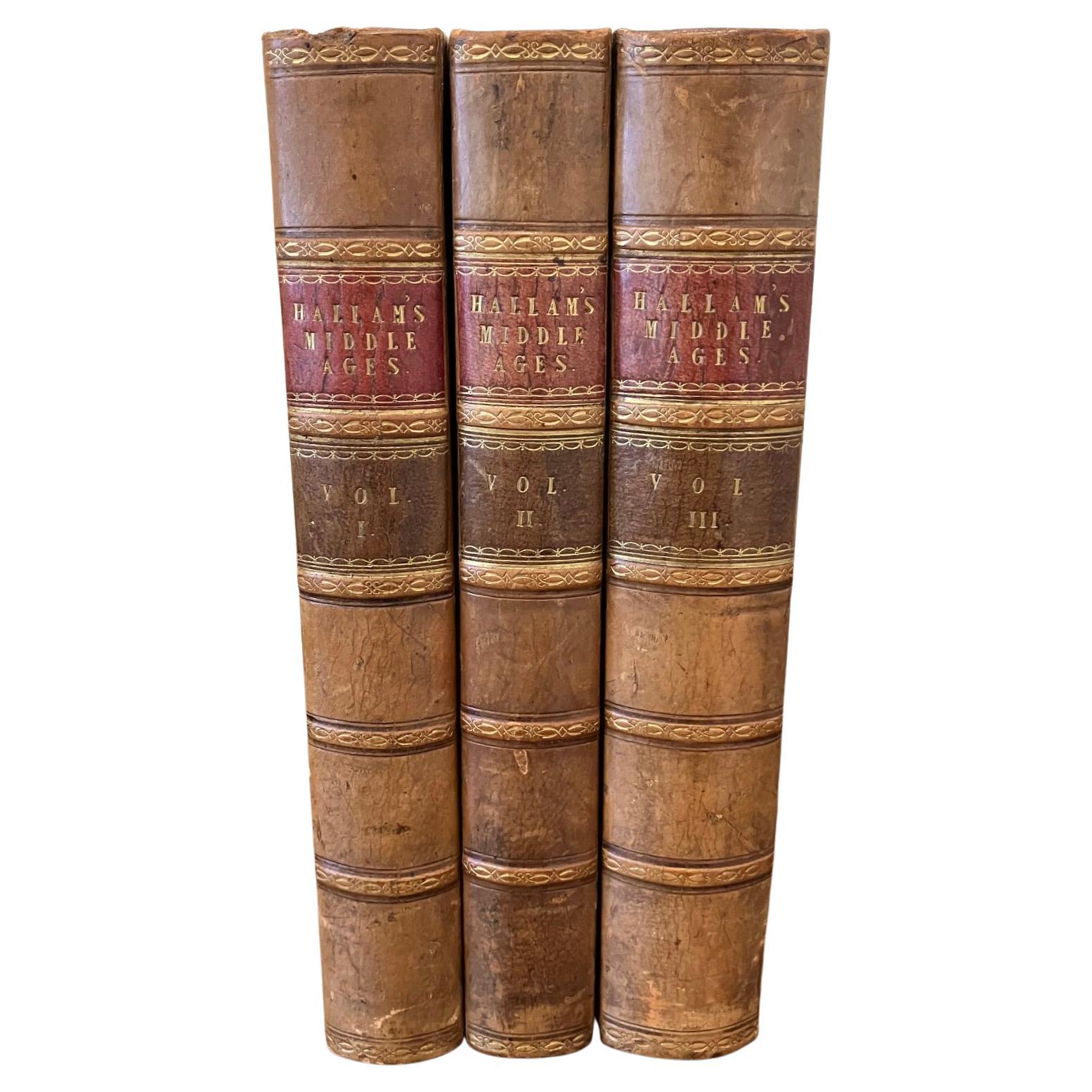 Europe au Moyen Âge par Henry Hallam 3 Volumes reliés en cuir