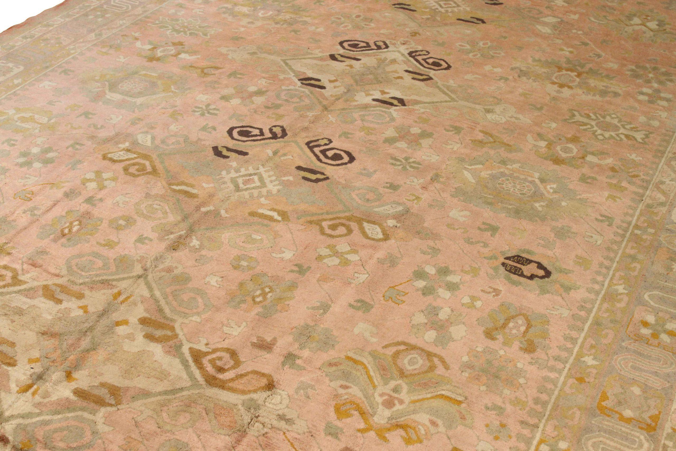 European Europe Kazak Area Rugs Circa 1910 - Wool Brown Green Pink 72106 For Sale