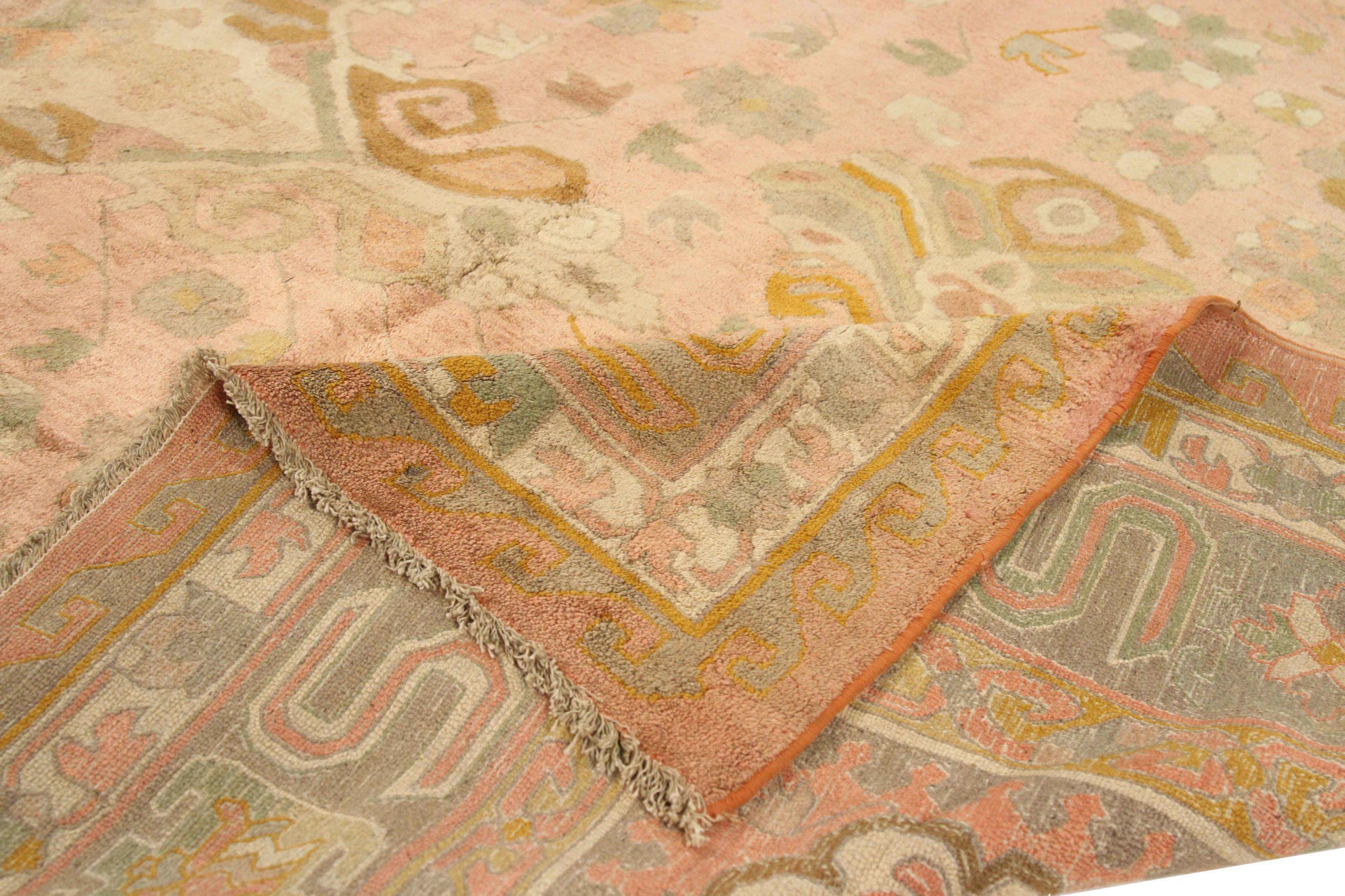 Europe Kazak Area Rugs Circa 1910 - Wool Brown Green Pink 72106 In Excellent Condition For Sale In Dallas, TX