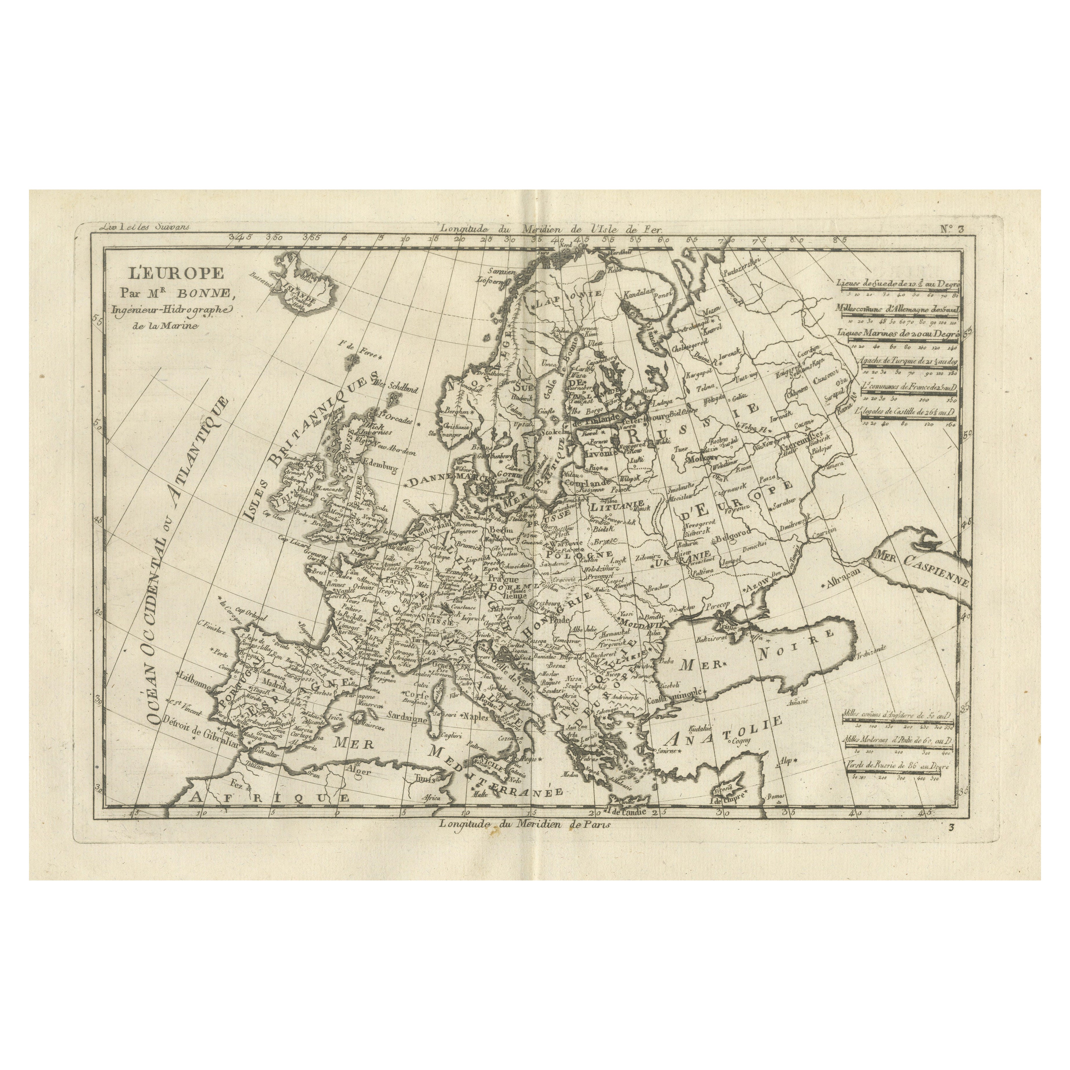 Europe Map by Rigobert Bonne – Enlightenment Cartography c.1780