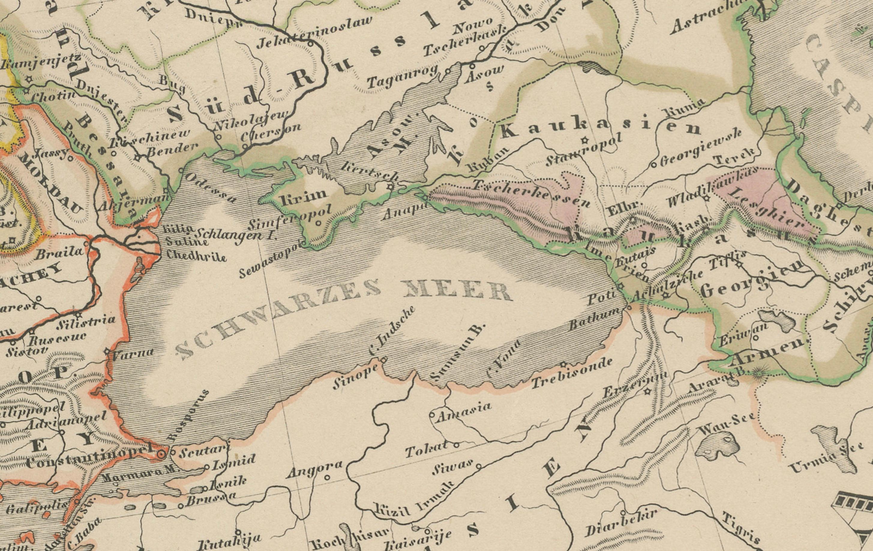 XIXe siècle Carte de l'Europe - Divisions politiques et frontières, publiée en 1858 en vente