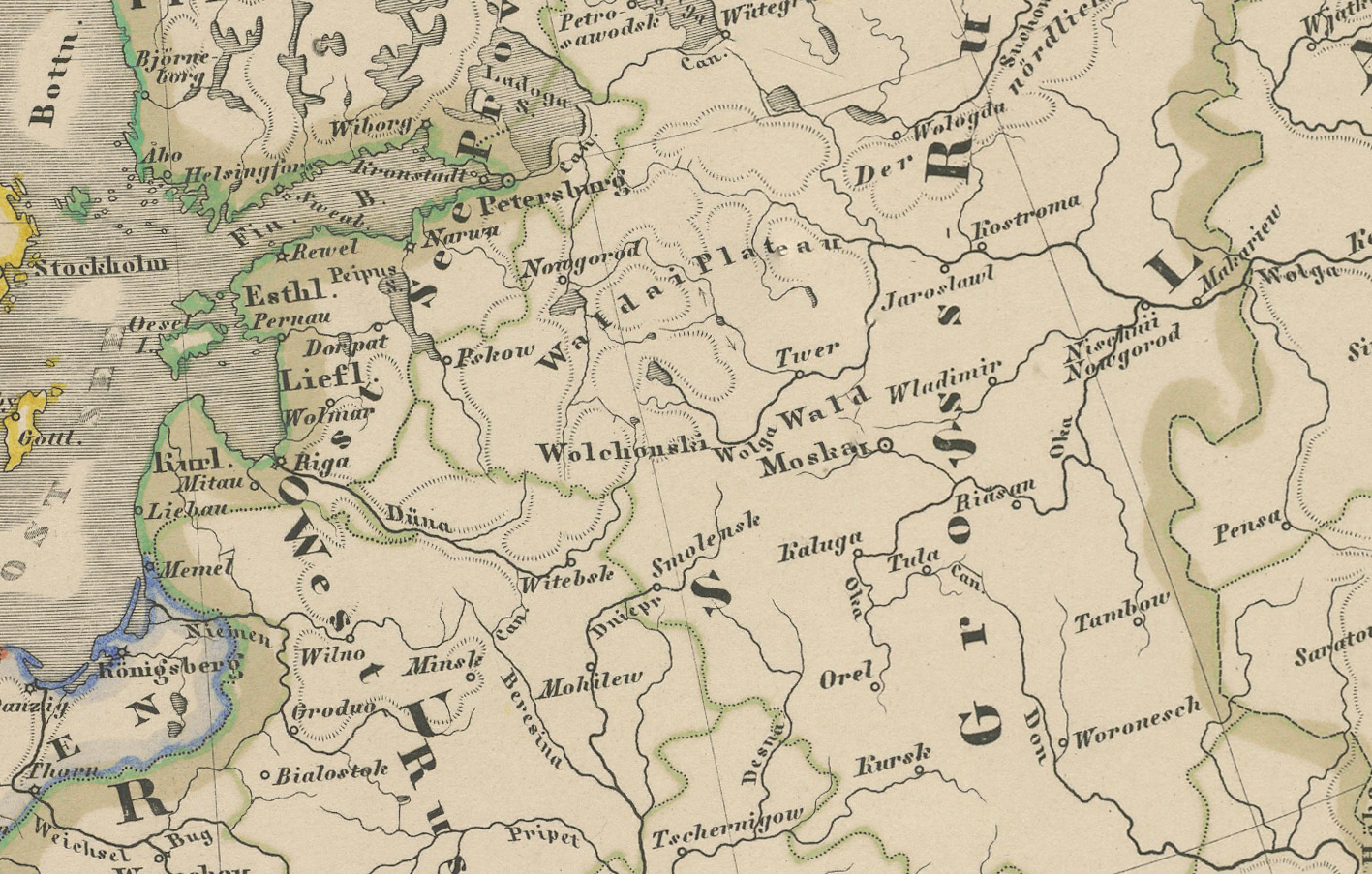 Papier Carte de l'Europe - Divisions politiques et frontières, publiée en 1858 en vente
