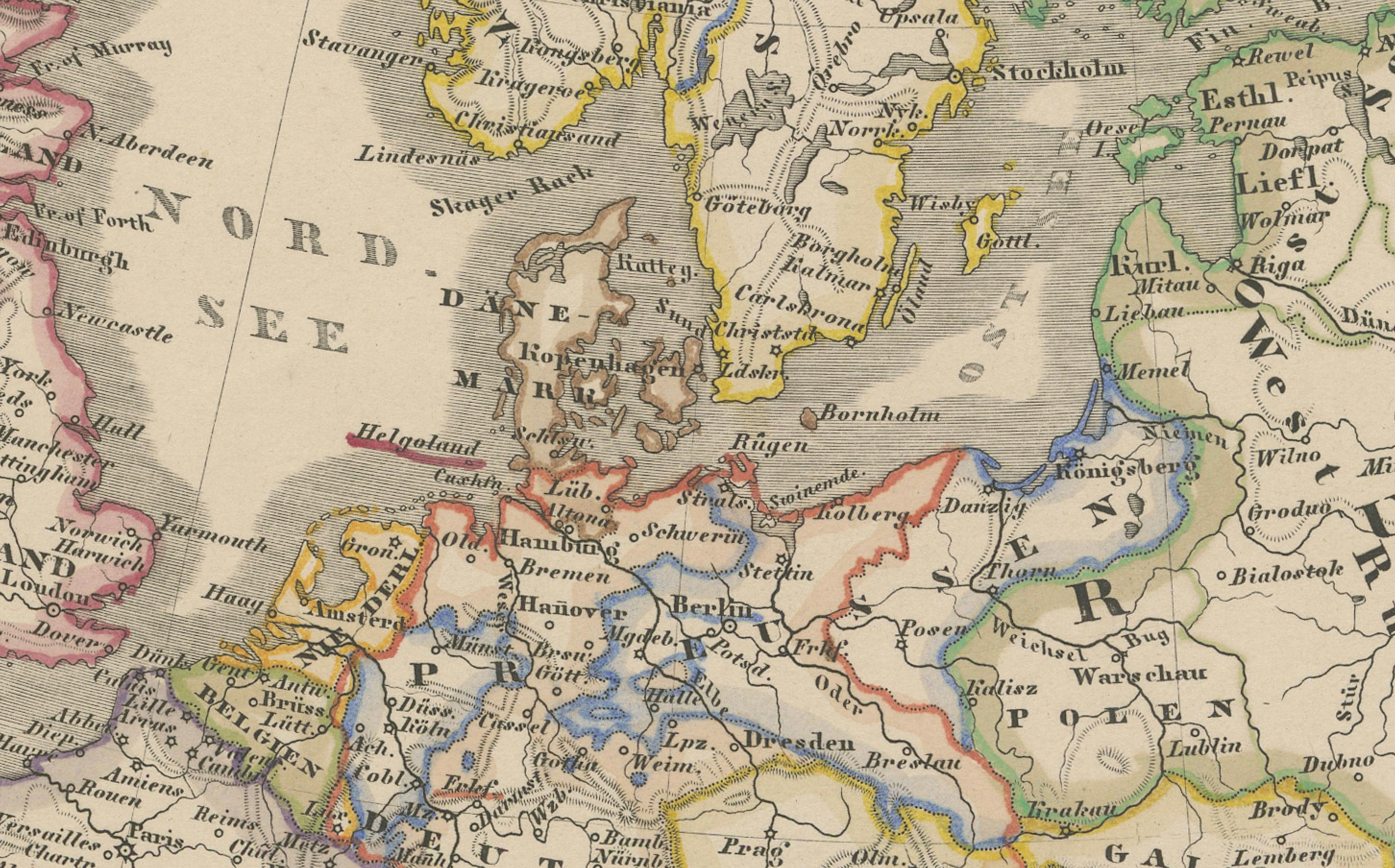 Carte de l'Europe - Divisions politiques et frontières, publiée en 1858 en vente 1
