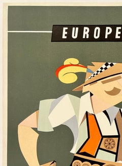 EUROPA QANTAS Original Vintage Airline Travel Tourism Poster MCM 15" x 20"