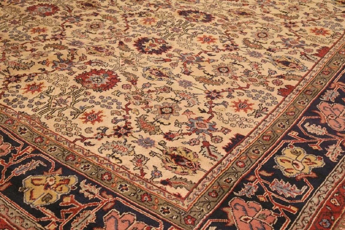 European Europe Romanian Over Size Rug Circa 1910 - Wool Ivory Navy Blue Red 73105 For Sale