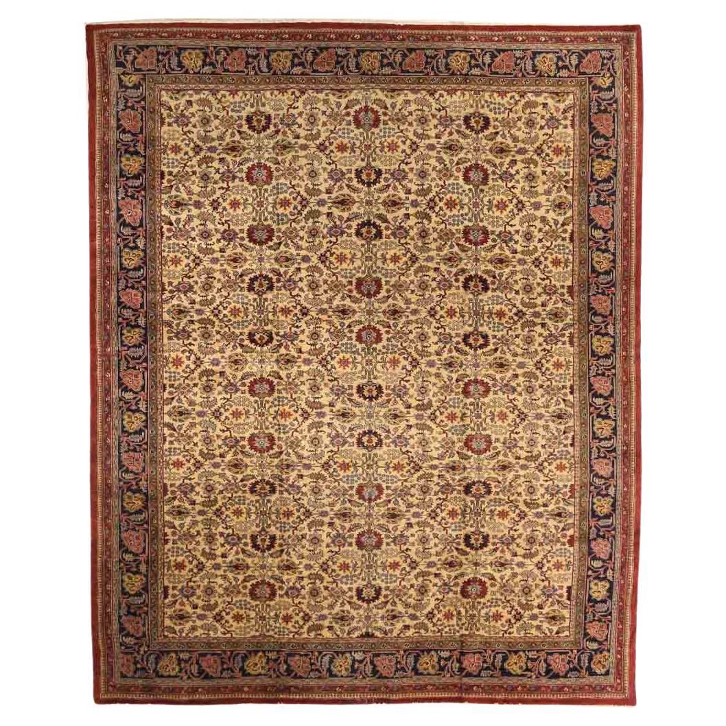 Europe Romanian Over Size Rug Circa 1910 - Wool Ivory Navy Blue Red 73105