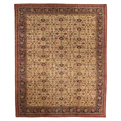 Europe Romanian Over Size Rug Circa 1910 - Wool Ivory Navy Blue Red 73105