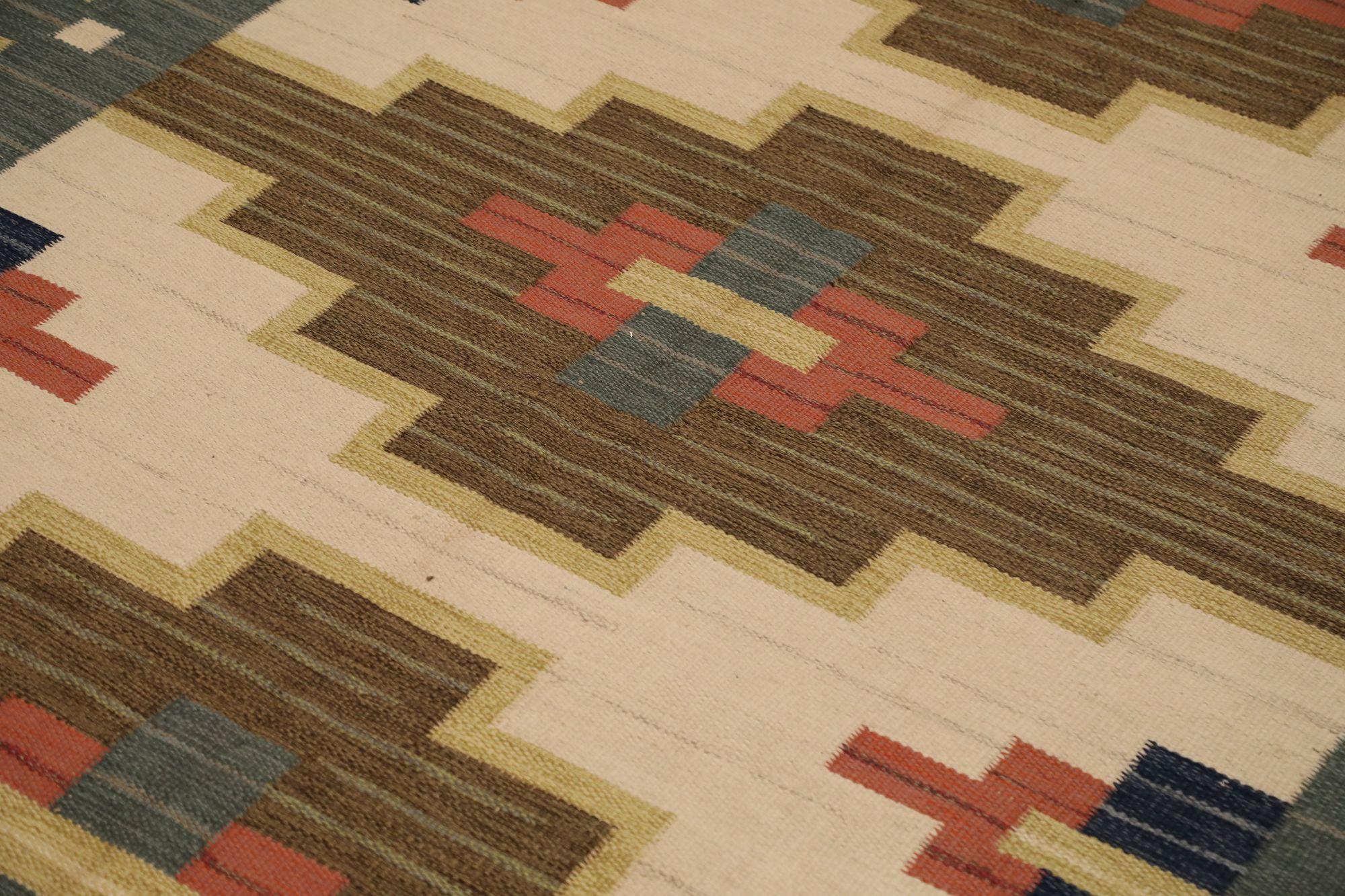 Europe Swedish Collection Teppiche - Wolle Braun Elfenbein Design - 97366 (Europäisch) im Angebot