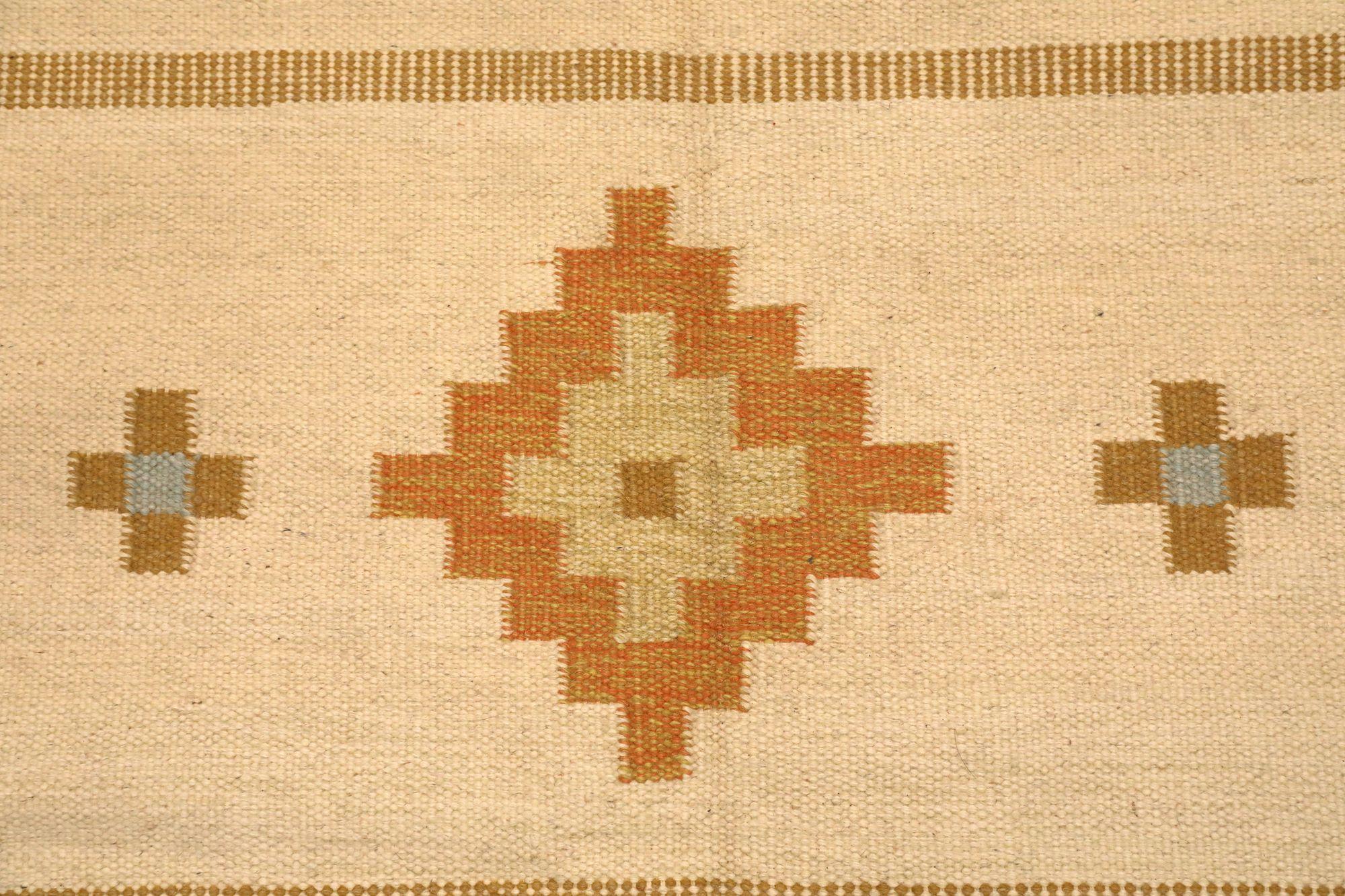 Europe Swedish Collection Teppiche - Wolle Elfenbein Design - 97364 (20. Jahrhundert) im Angebot