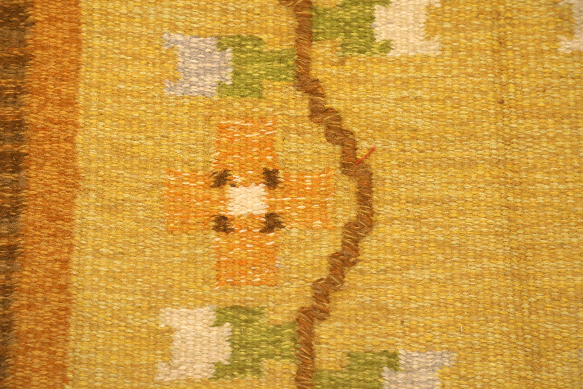 Europe Swedish Collection Kleiner Teppich - Wolle Braun Gelb - 97367 (20. Jahrhundert) im Angebot