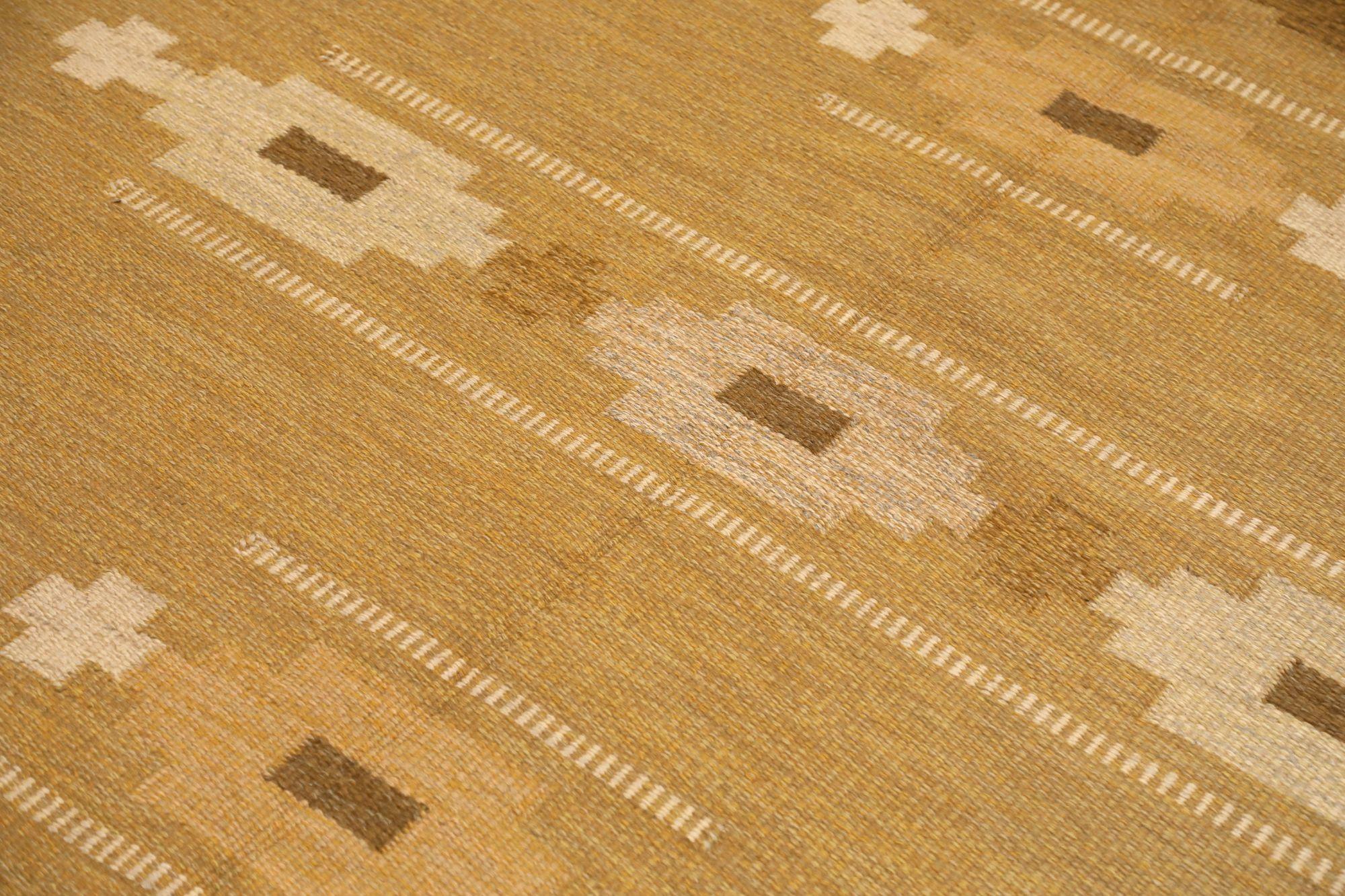Europe Swedish Collection Kleiner Teppich - Wolle Braun Gelb - 97368 (Europäisch) im Angebot