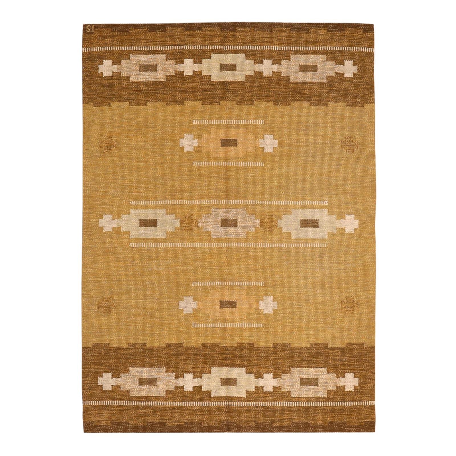 Europe Swedish Collection Kleiner Teppich - Wolle Braun Gelb - 97368