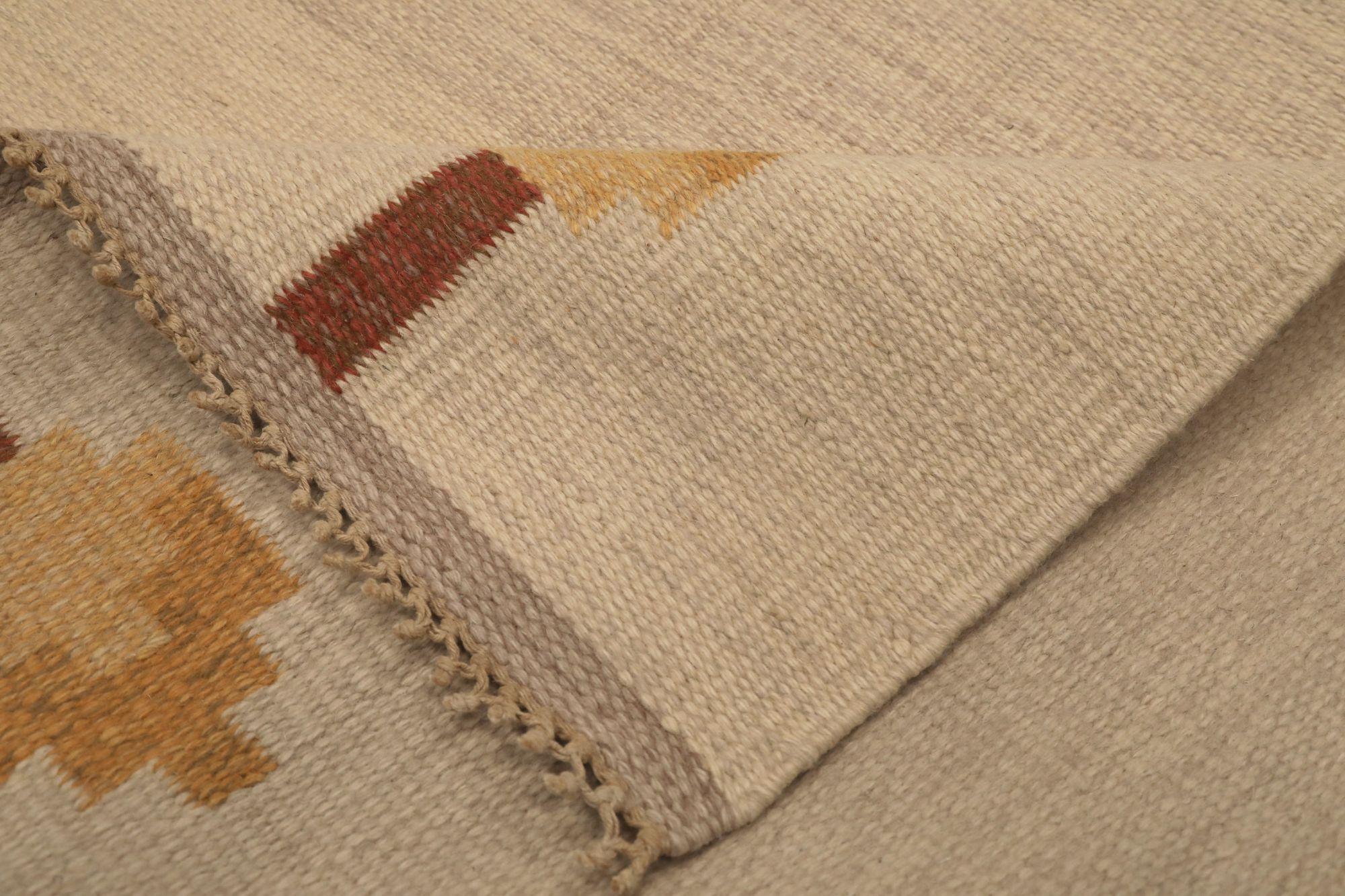 Europe Schwedische Kollektion Kleiner Teppich - Wolle Elfenbein Design - 97365 im Zustand „Hervorragend“ im Angebot in Dallas, TX