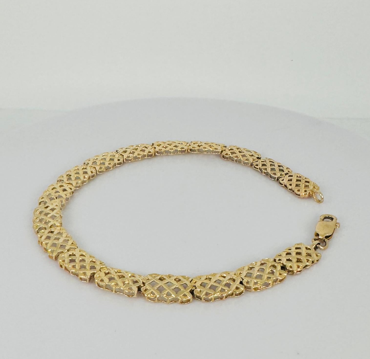  Bracelet à maillons en or jaune 14k - motif raffiné 7,5 grammes Pour femmes 