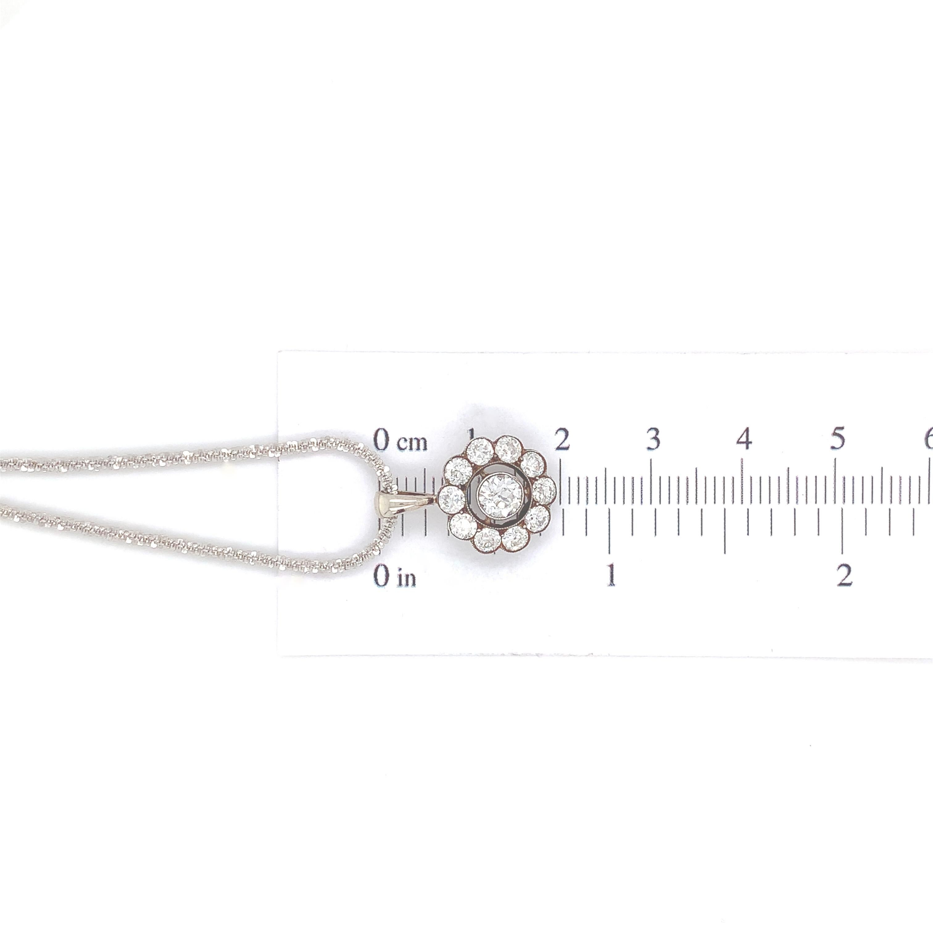 Ciondolo europeo in oro e argento 14K con diamante a rosetta in vendita 2