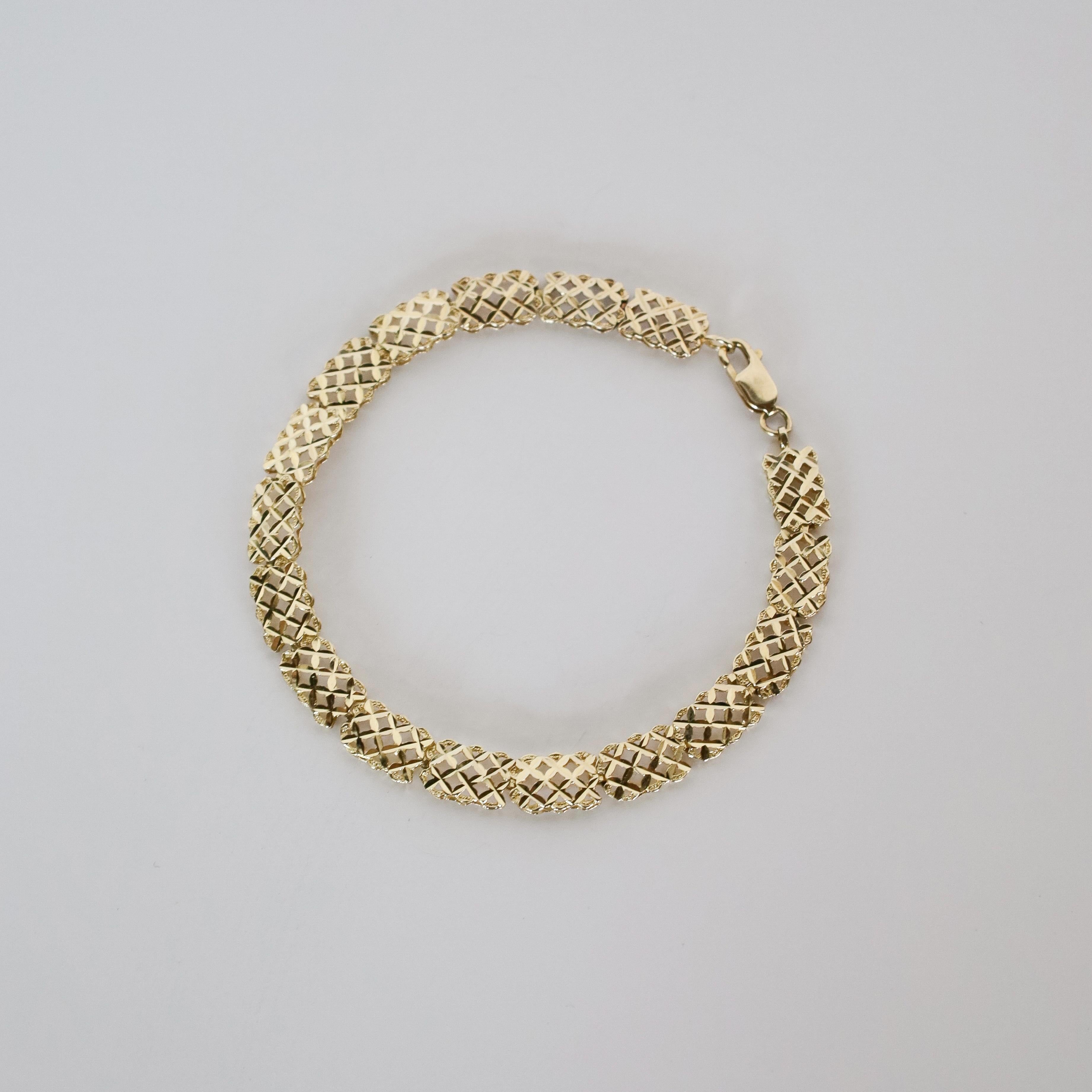 Bracelet à maillons en or jaune 14k - motif raffiné 7,5 grammes 1
